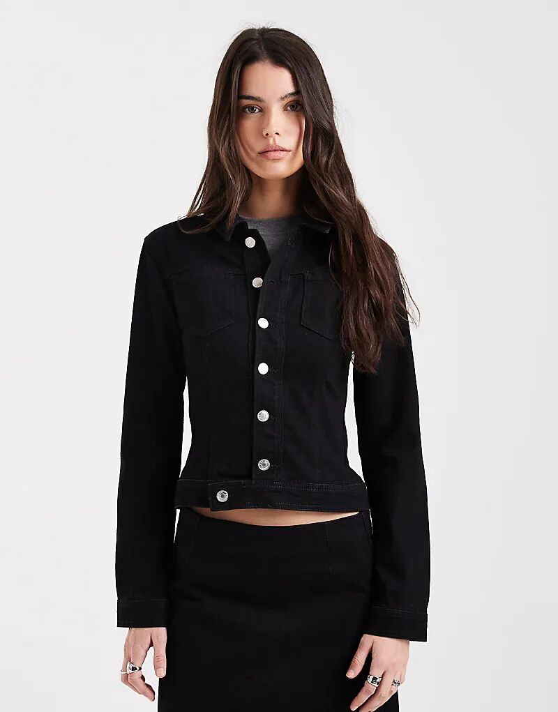 

Джинсовая куртка ASOS DESIGN с карманами, цвет: чисто черный