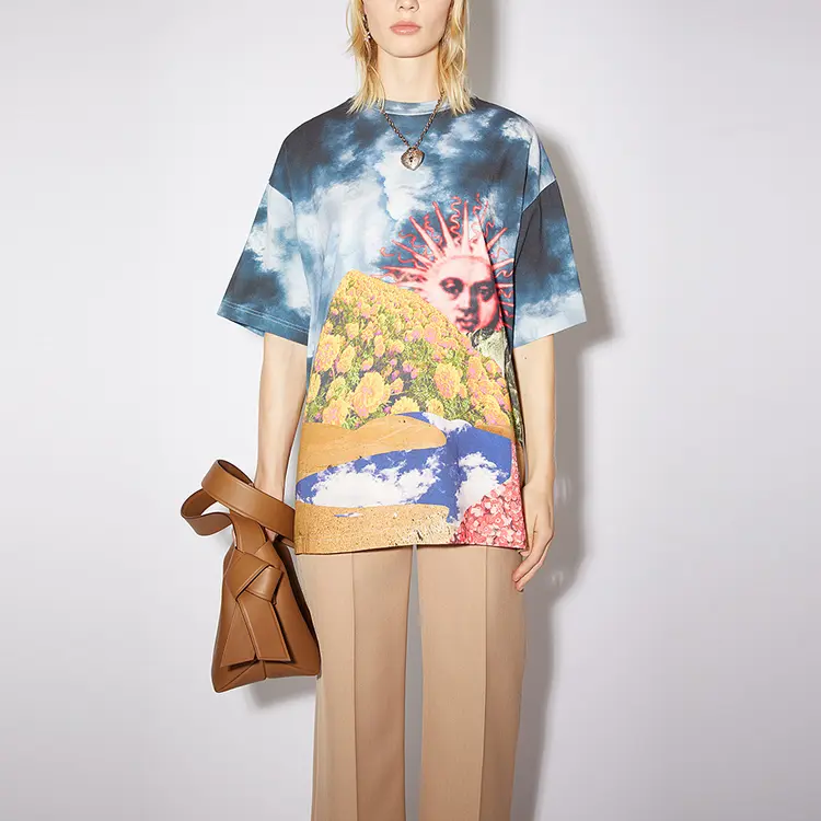 Acne Studios Футболка женская синяя Regular T Shirt — фото 4