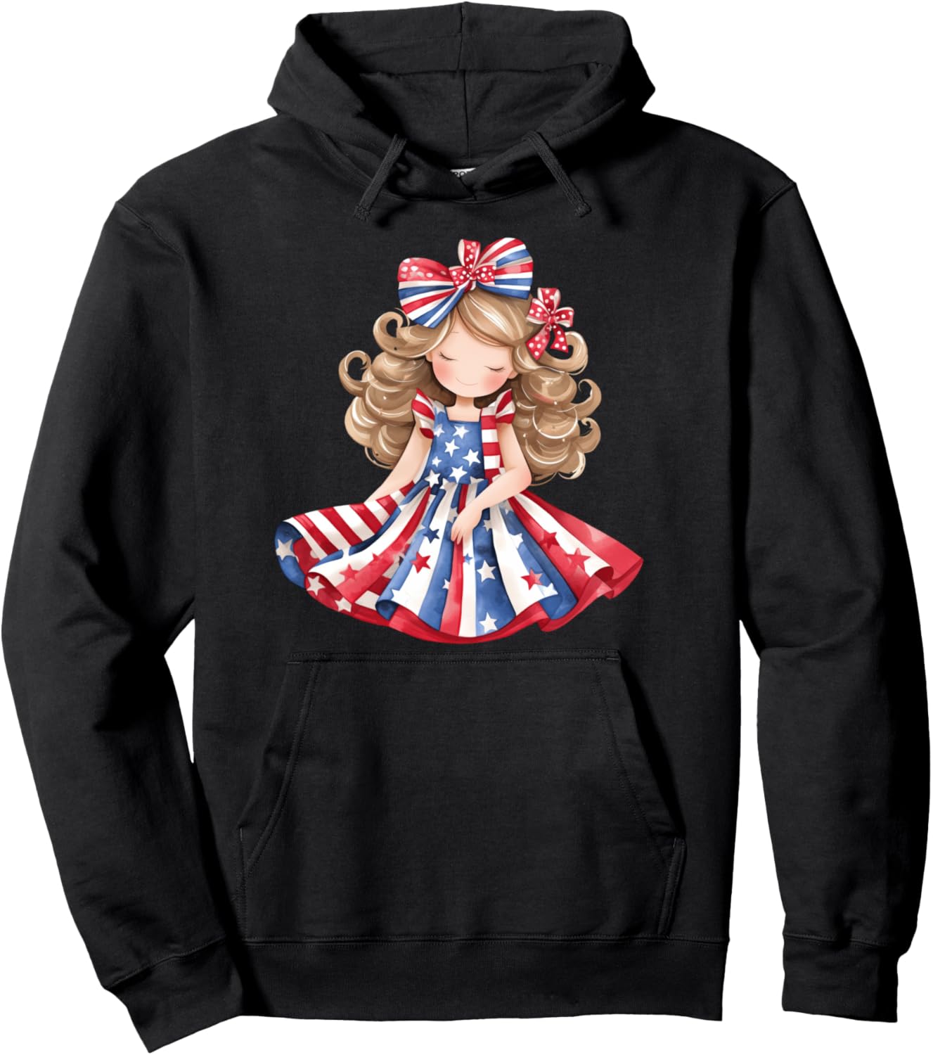 

Симпатичная патриотическая толстовка с американским флагом Girls 4Th Of July Tees Nyc, черный