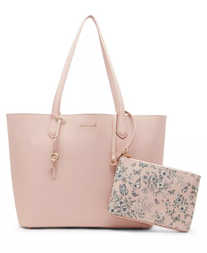 

Большая сумка-тоут с размытым цветочным узором Anne Klein, розовый