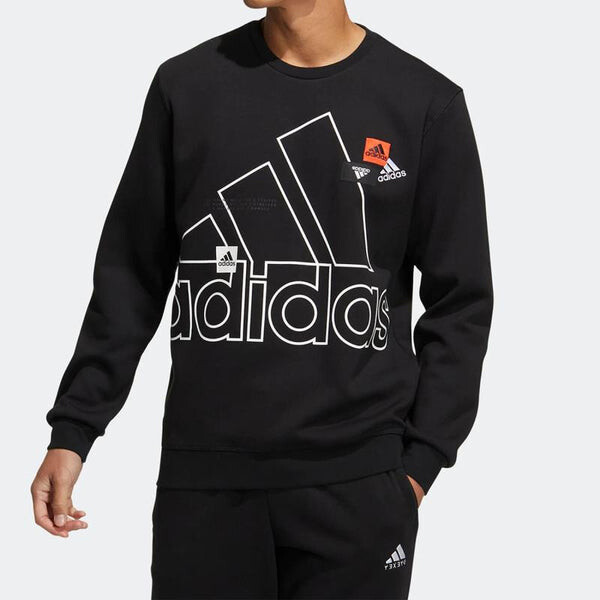 Толстовка Men's adidas Mh Bp3 Crew Athleisure Casual Sports Logo Round Neck Autumn Black, черный — фото 2