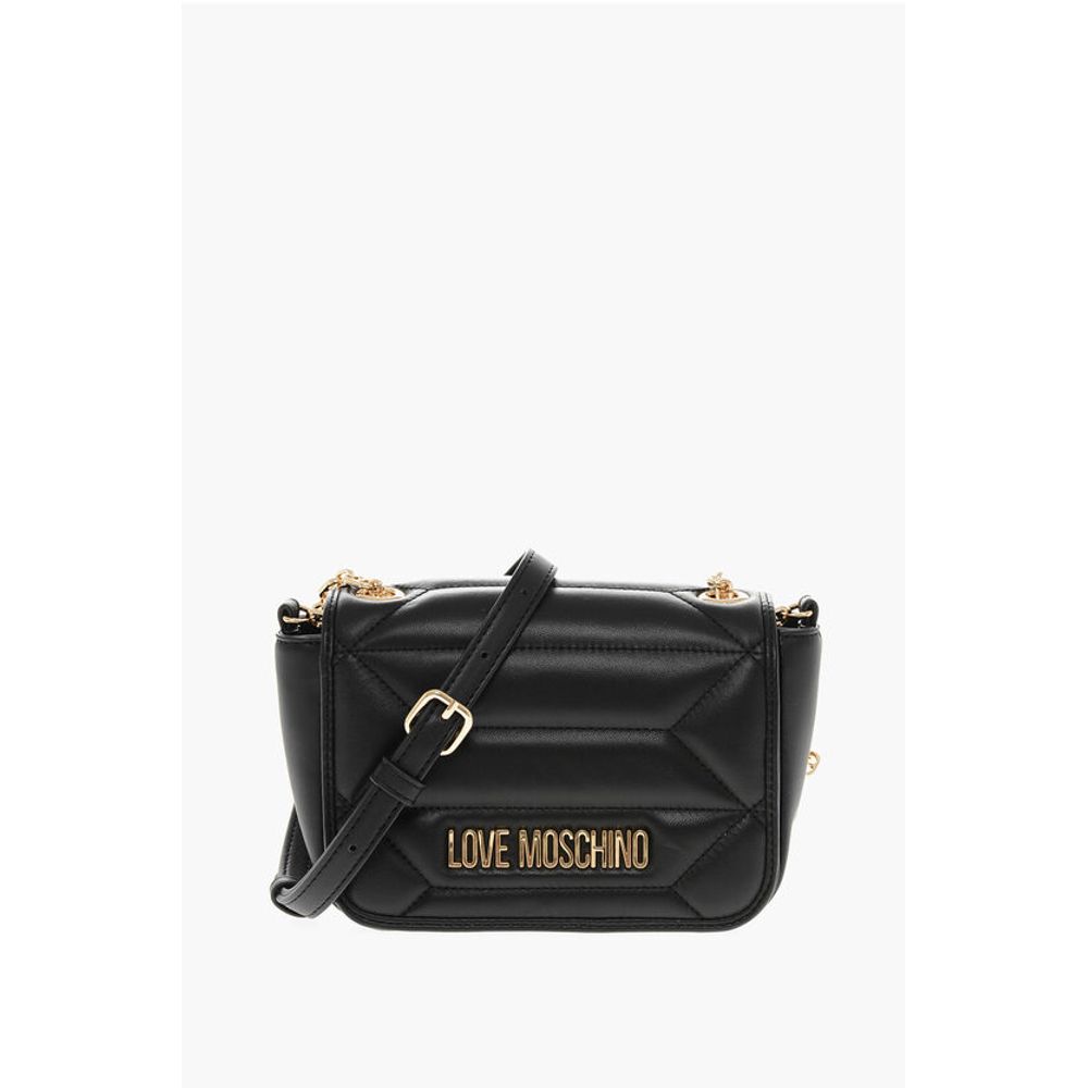 

LOVE стеганая искусственная кожа KALEIDOSCOPE сумка через плечо с Go Moschino, черный