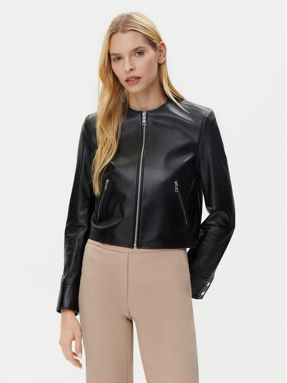 Кожаная куртка regular fit Sadenita 50531325 Boss, чёрный
