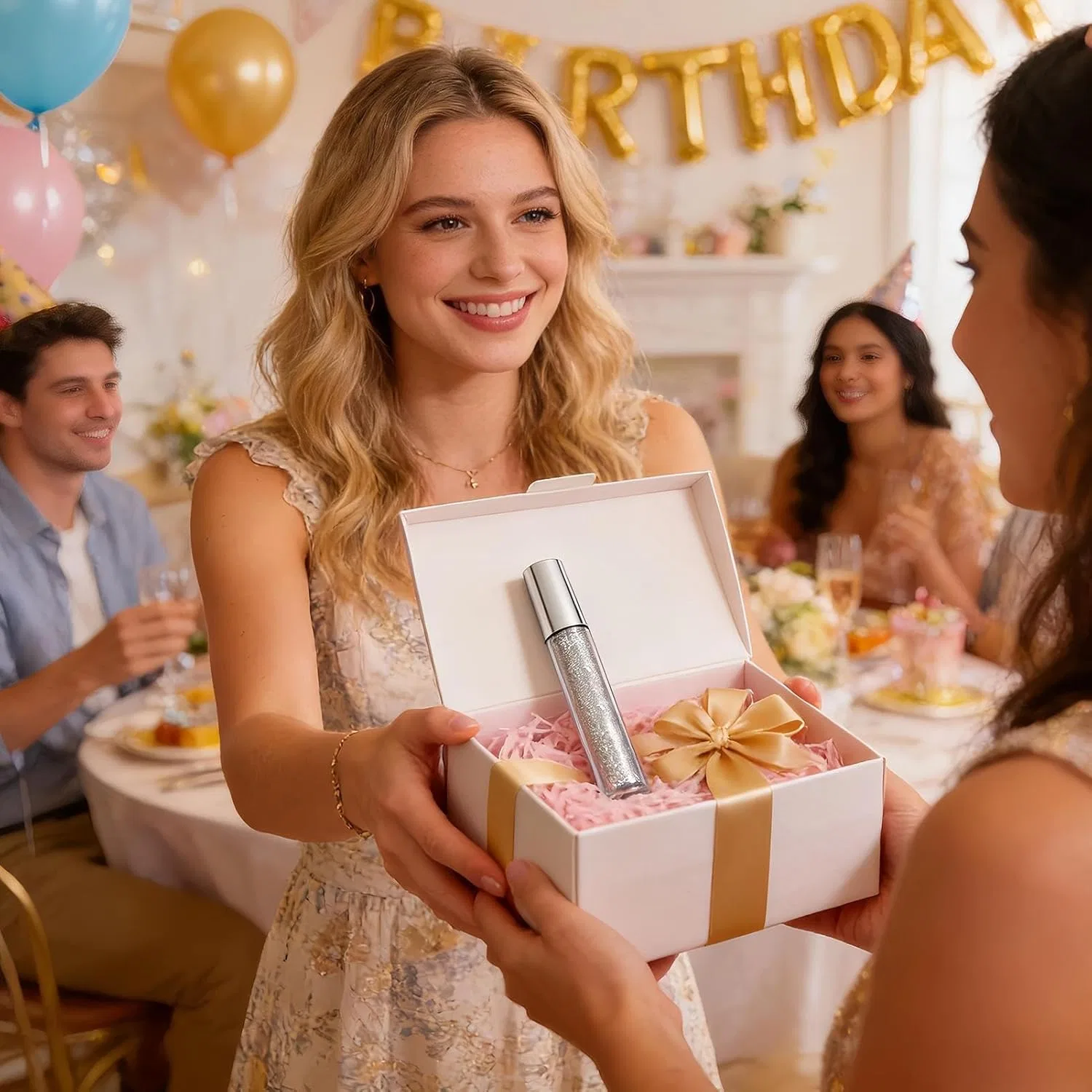 Тушь для ресниц с блестками сияющая серебристая No brand 1 шт — фото 2