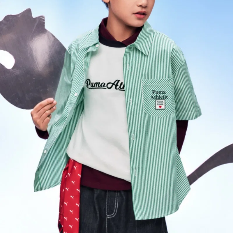 Детская рубашка PUMA White Green Tone — фото 4