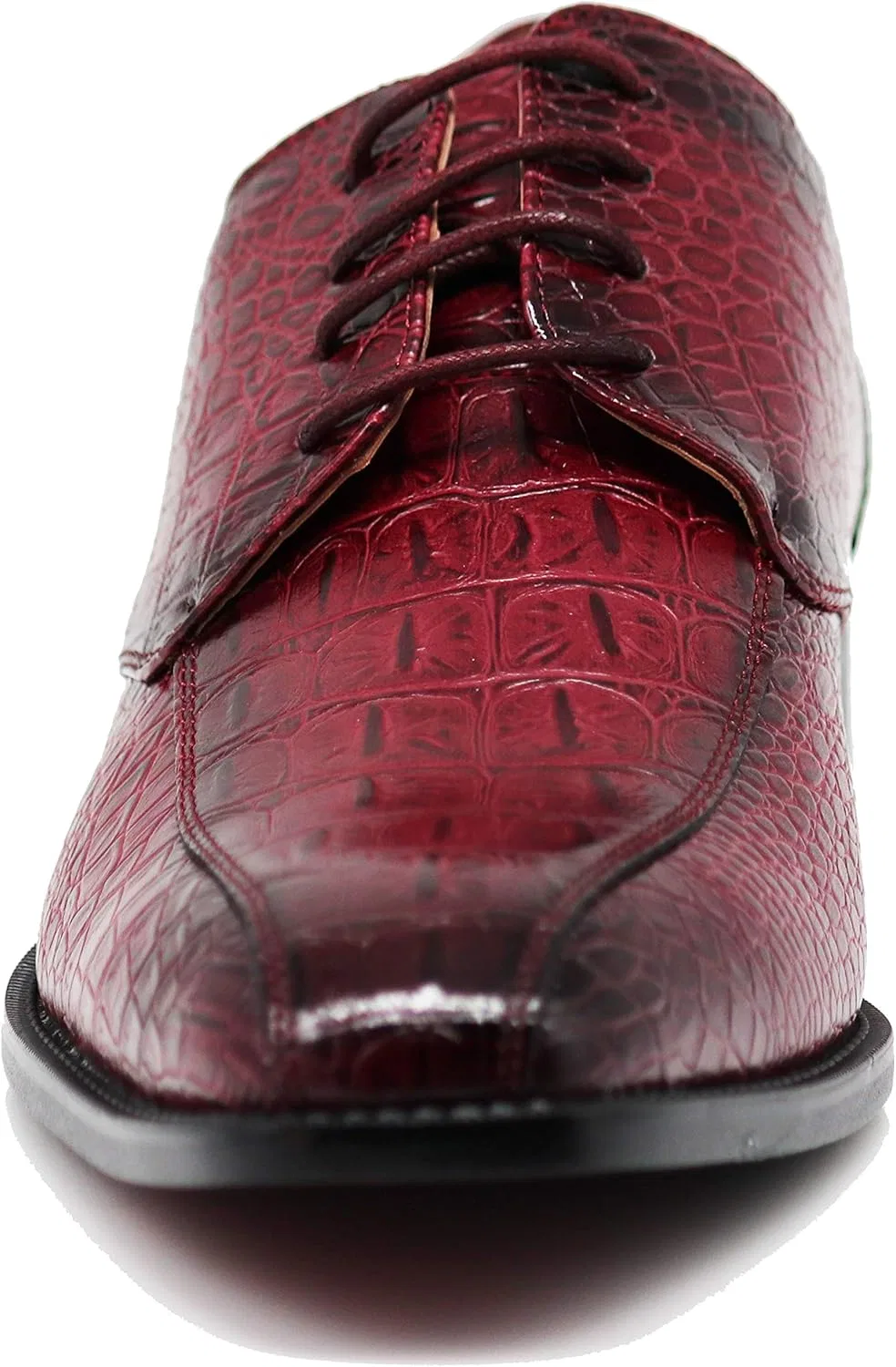 Мужские оксфорды Enzo Romeo Gator3N с принтом под крокодиловую кожу, на шнуровке, Burgundy Red — фото 4