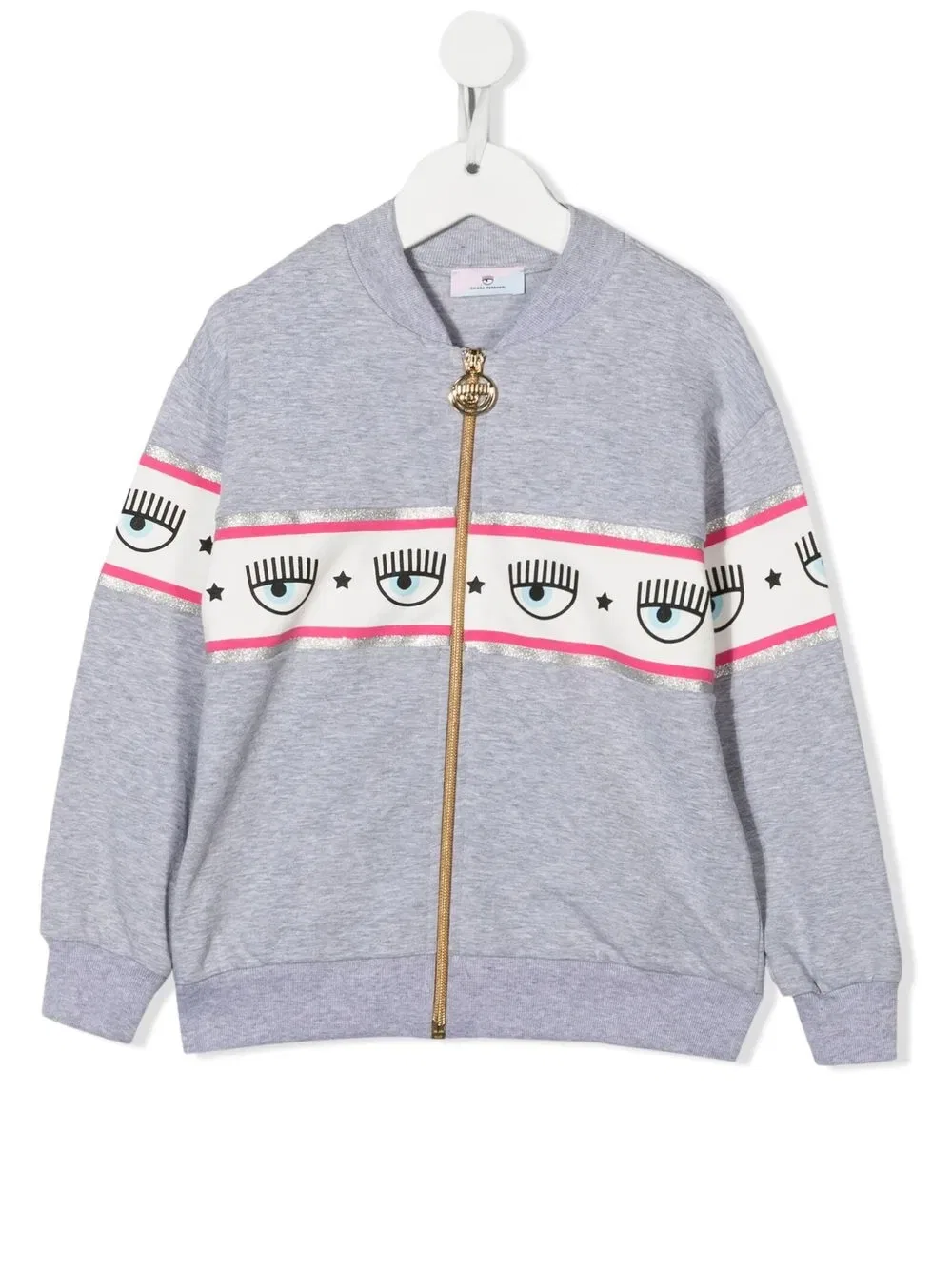 Длиннорукавный джемпер с логотипом Chiara Ferragni Kids, серый