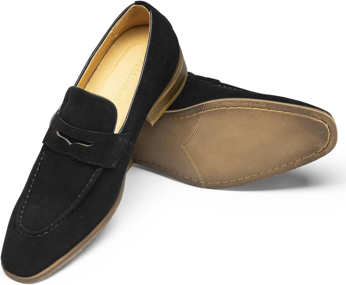 Лоферы формальные итальянская телячья кожа Signature Penny Loafers, Black(suede) FIAVOM — фото 4