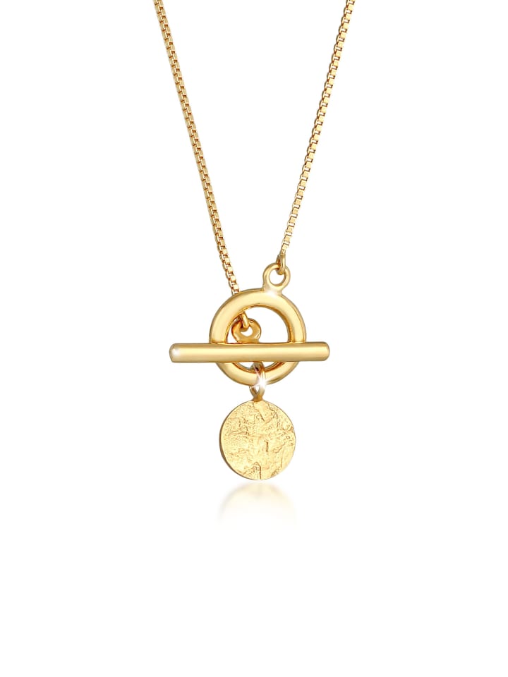 

Elli Колье из серебра 925 пробы с геометрическим узором, диском и Т-образной застежкой из золота