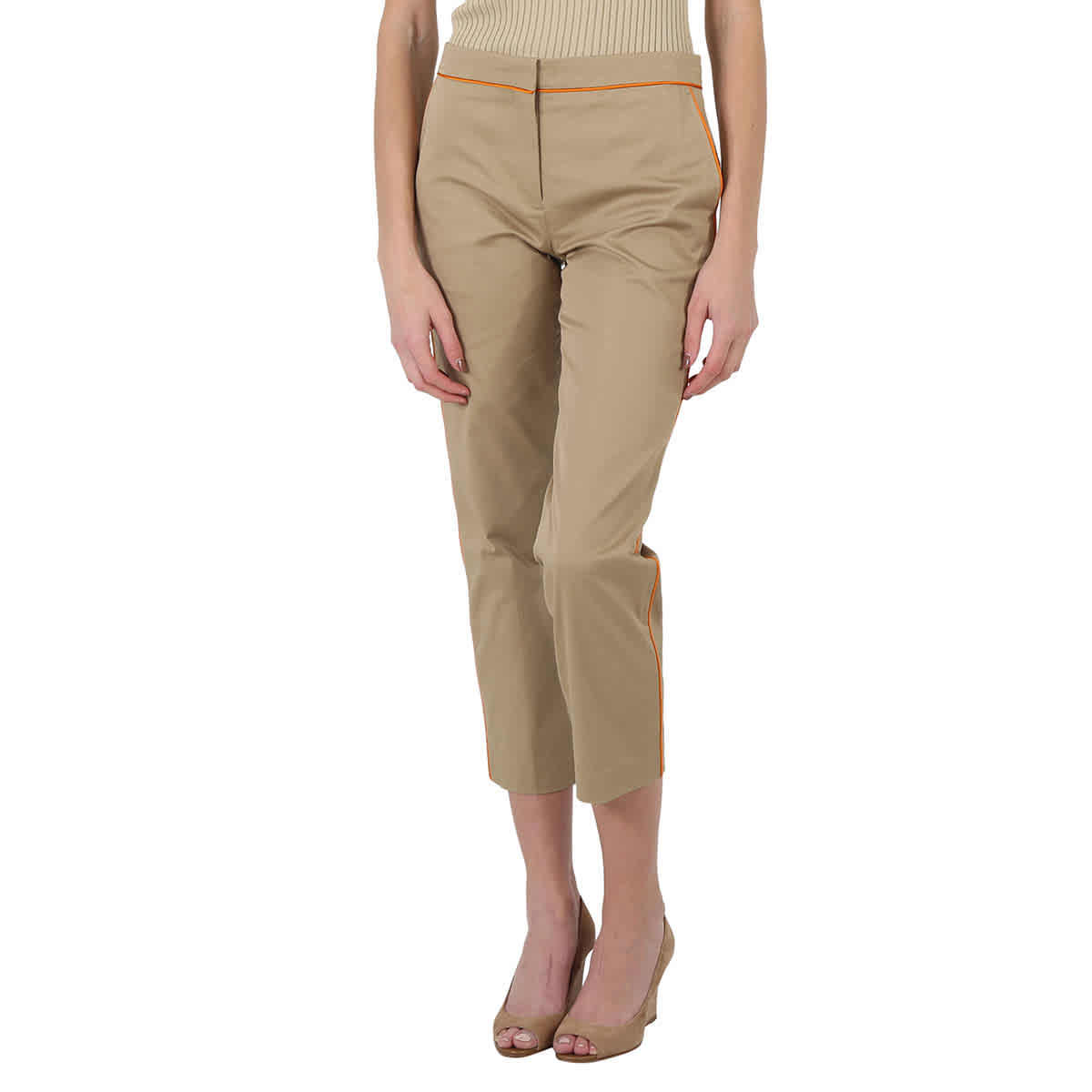 

Брюки Burberry Ladies Silk Trim Cropped Cotton Chinos, Honey