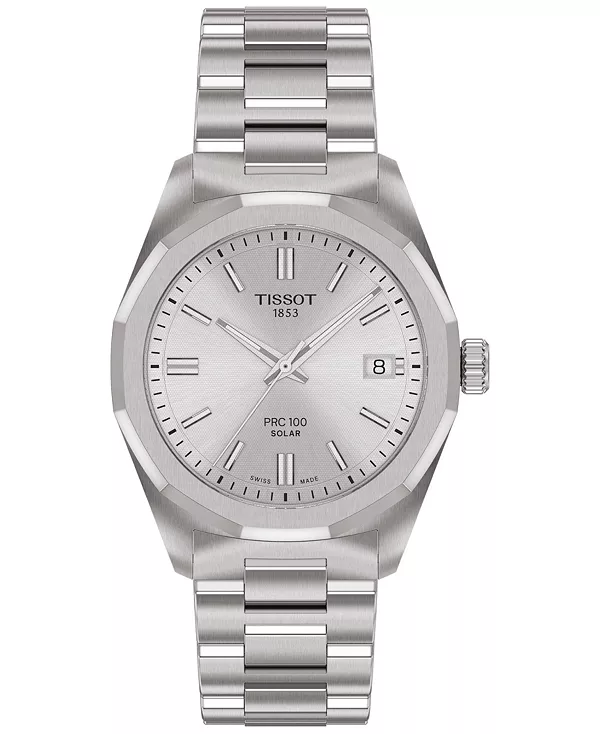 

Женские часы Swiss PRC 100 Solar с браслетом из нержавеющей стали, 34 мм Tissot, silver