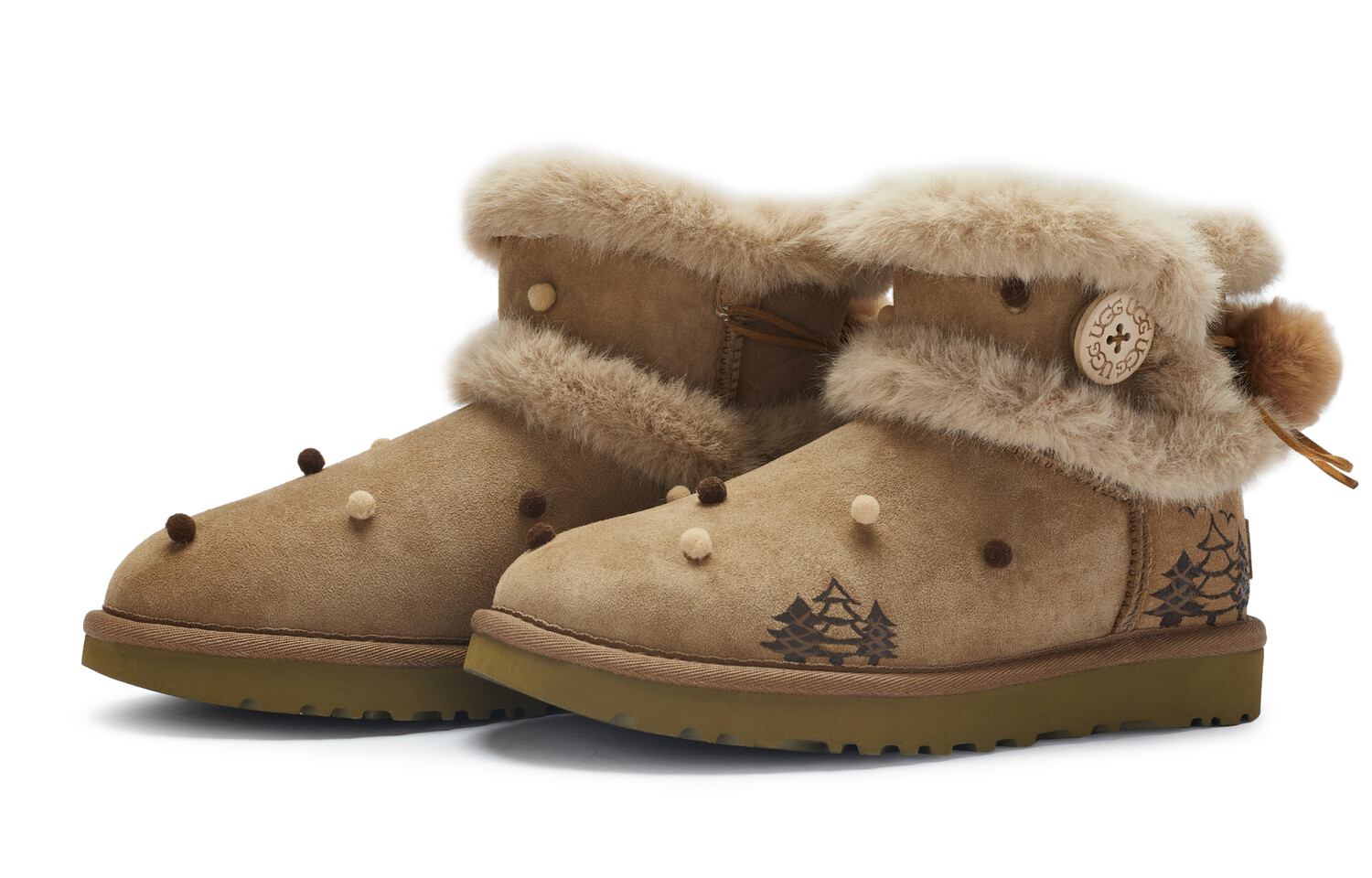 Ботинки зимние женские UGG Mini Bailey Bow II, коричневый