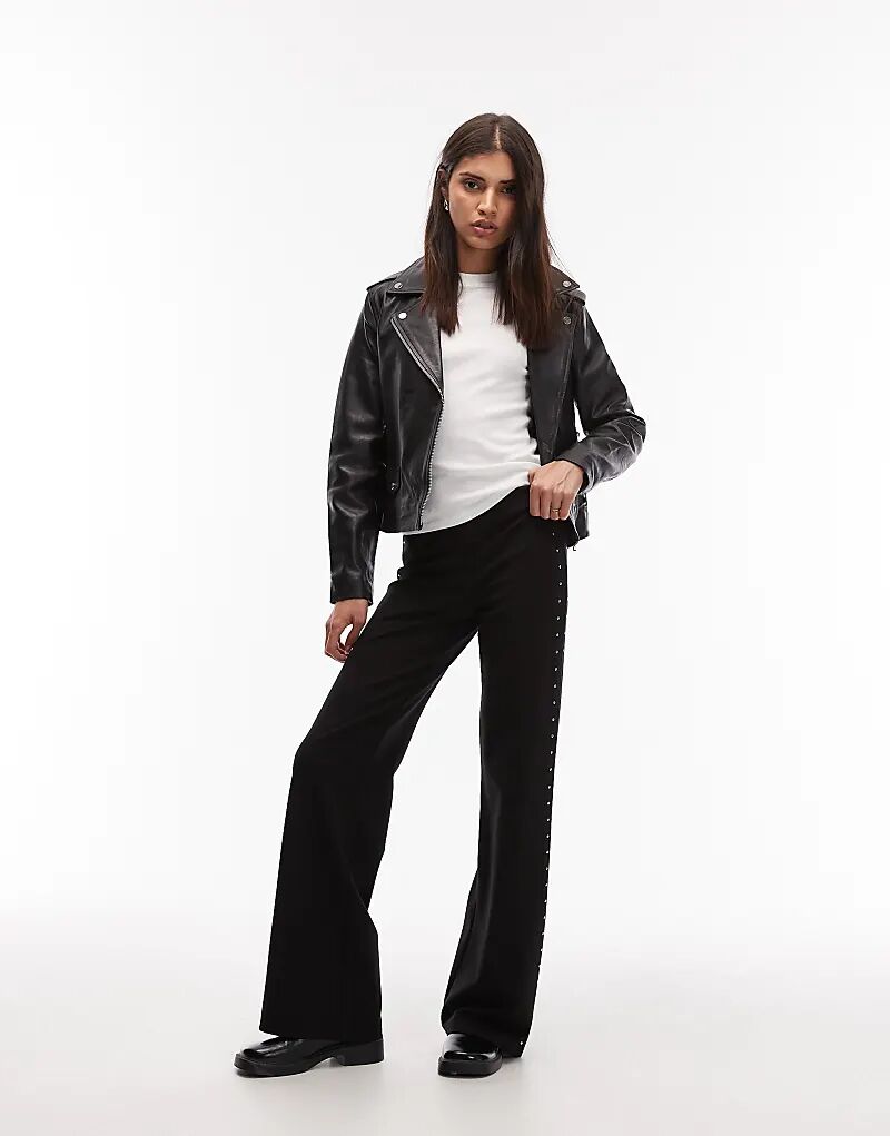 

Леггинсы Mango прямого кроя с заклепками черного цвета