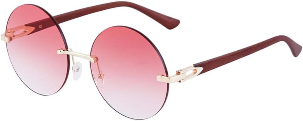 

Круглые солнцезащитные очки без оправы для женщин, винтажные солнцезащитные очки без оправы для мужчин, ретро-панк солнцезащитные очки, очки в стиле стимпанк HDUBFY, C7 Pink