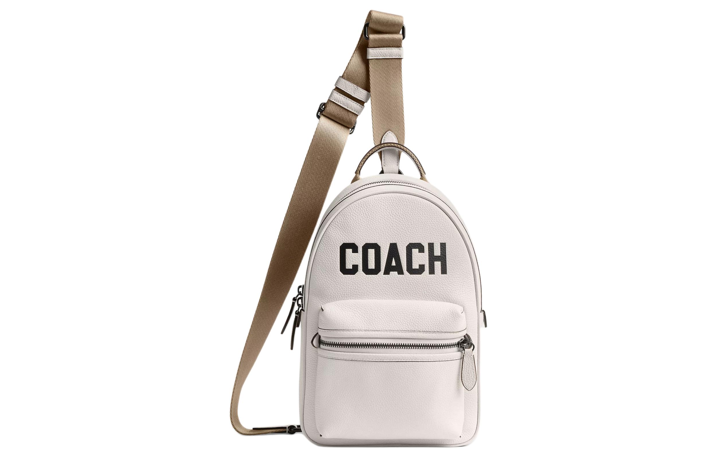 

Charter Soft Polished Pebbled Leather Shoulder Bag, Crossbody Bag Trumpets Men's Chalk White COACH