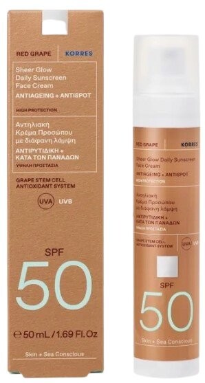 

KORRES КРАСНЫЙ ВИНОГРАДНЫЙ КРЕМ ДЛЯ ЛИЦА SHEER GLOW SPF 50 50 МЛ, БАЛТИКА