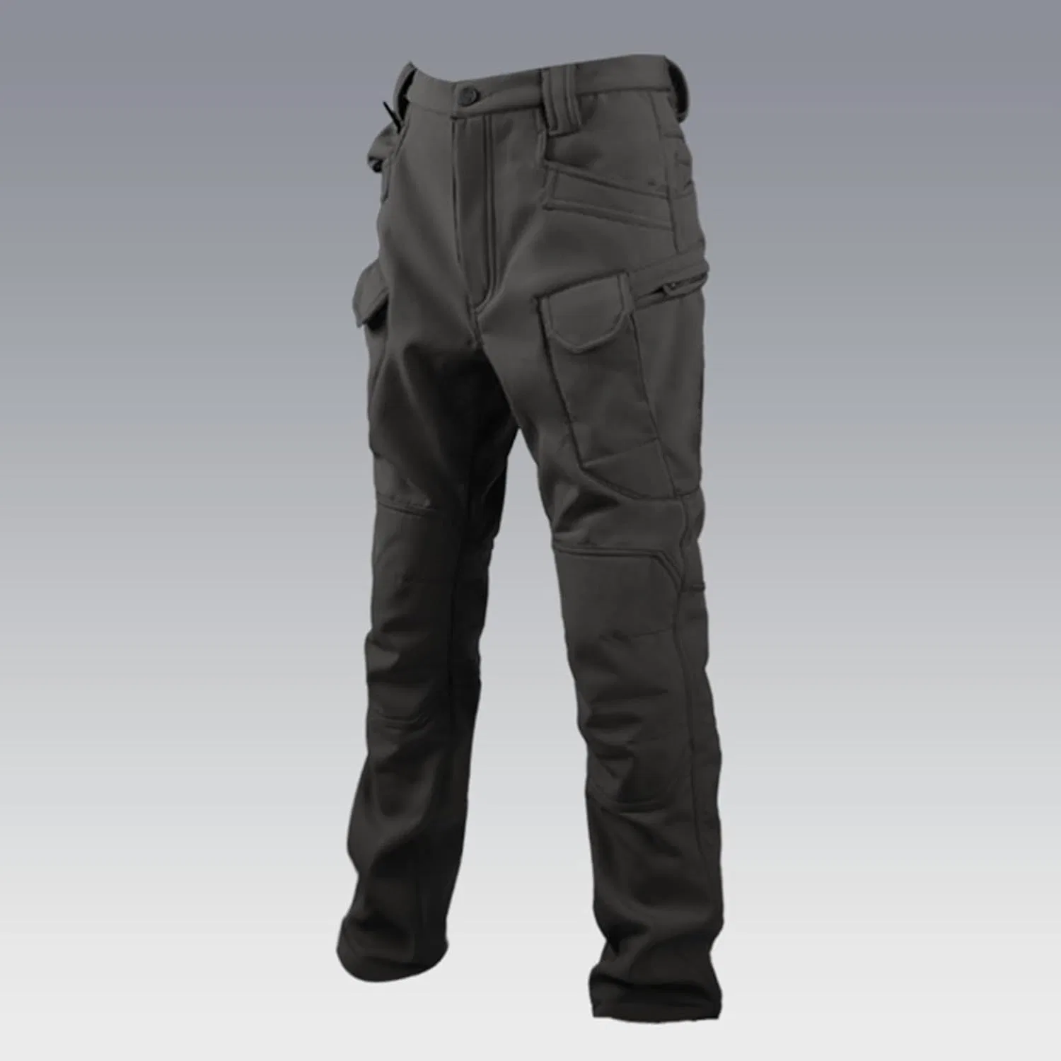 Тактические брюки для мужчин Fleece Slim Fit Straight Leg Cargo с множеством карманов для походов и активного отдыха Generic, серый — фото 4
