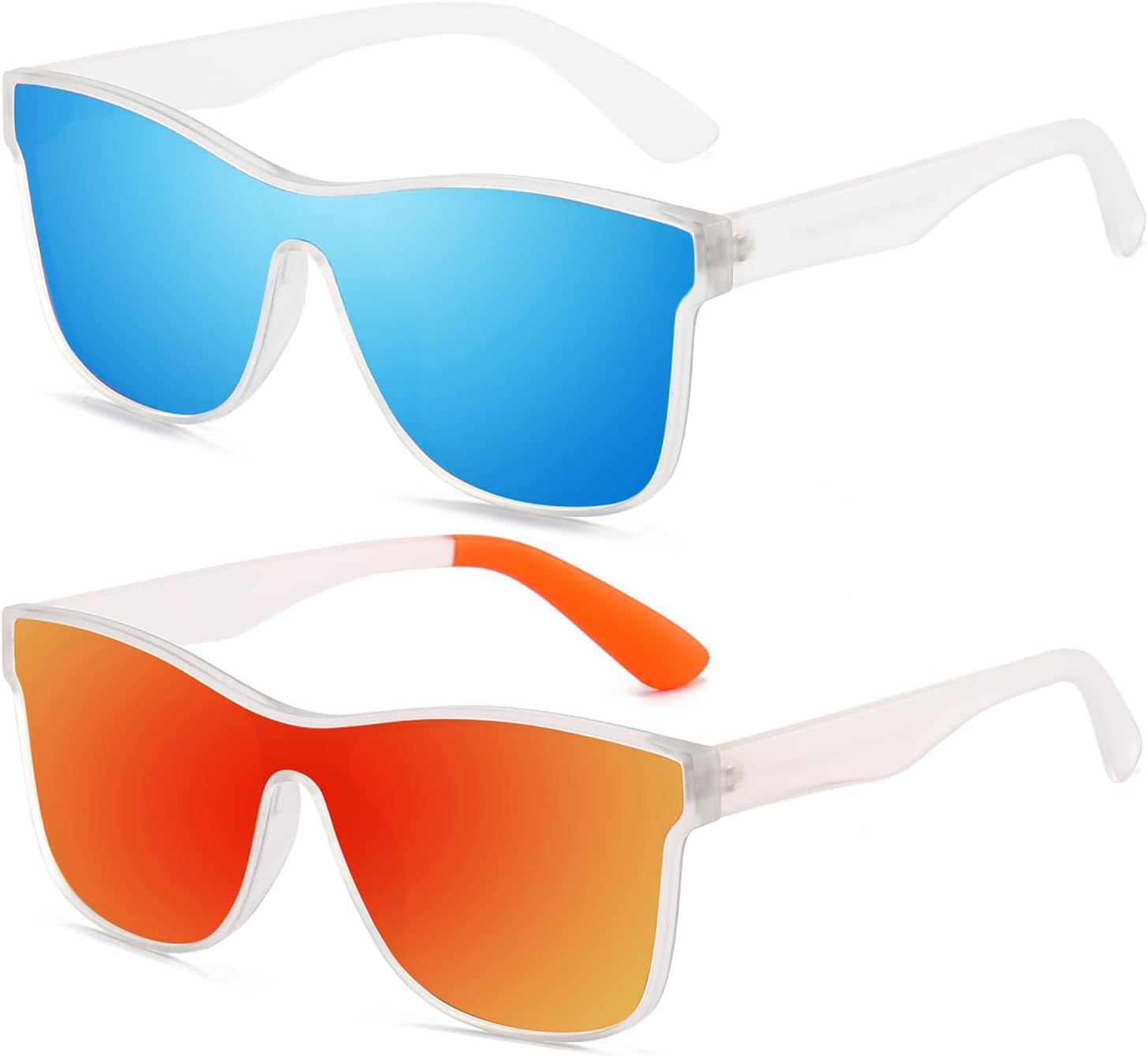 

Солнцезащитные очки DUBERY Fashion Polarized для женщин и мужчин, 100% защита от УФ-излучения, модные сдвоенные линзы, модель D8030, 2pack-transparent/Red+transparent/Blue