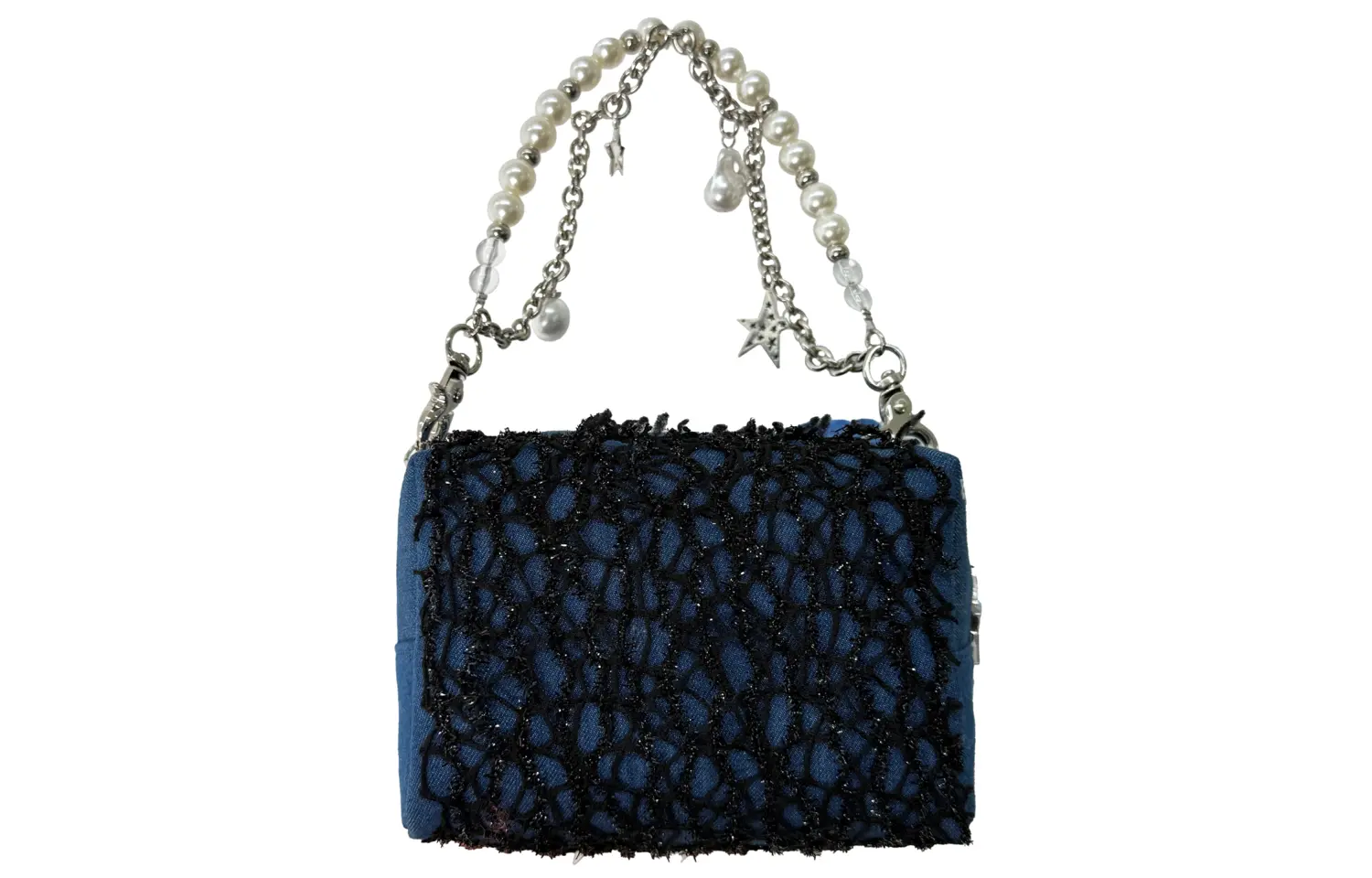 DIOR TCO Floral Pearl Chain винтажная косметичка Denim Blue 15*9*11см — фото 3