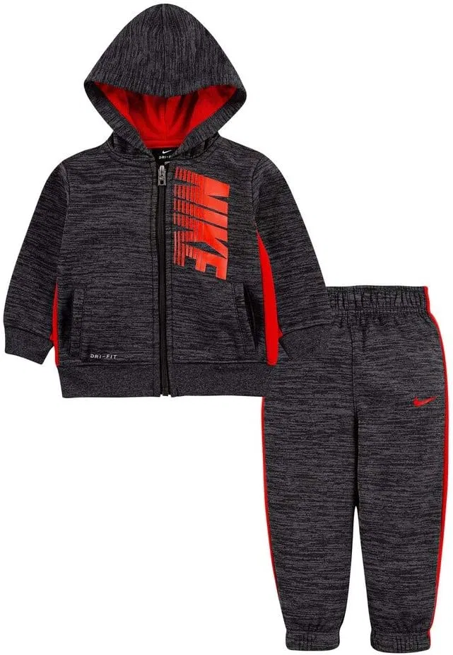 Детский спортивный костюм Nike Therma Fleece из флиса, 2 предмета, красный/черный, 6 лет