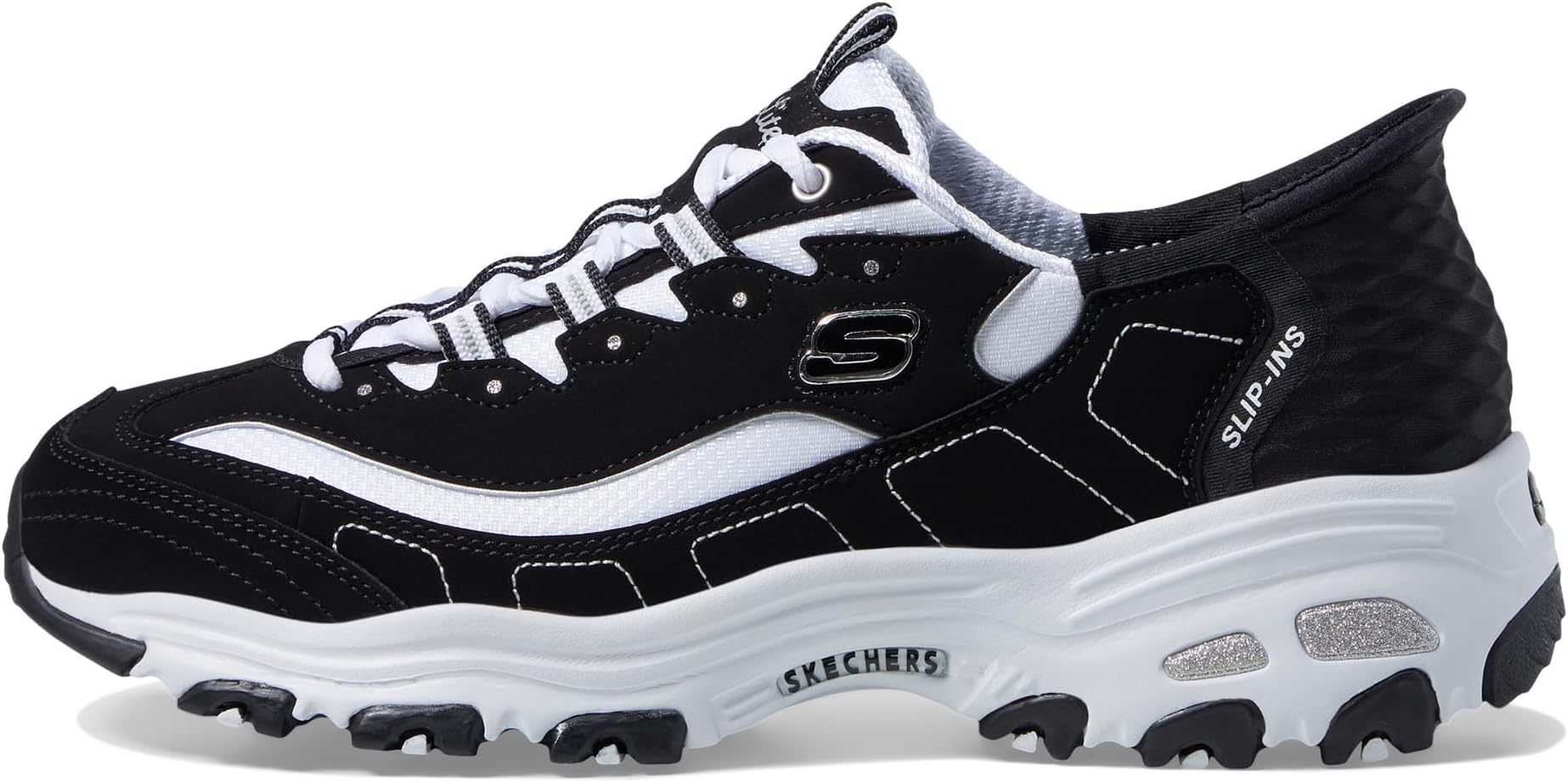 Кроссовки SKECHERS Hands Free Slip-Ins D'Lites New Classic, цвет Black/White — фото 4