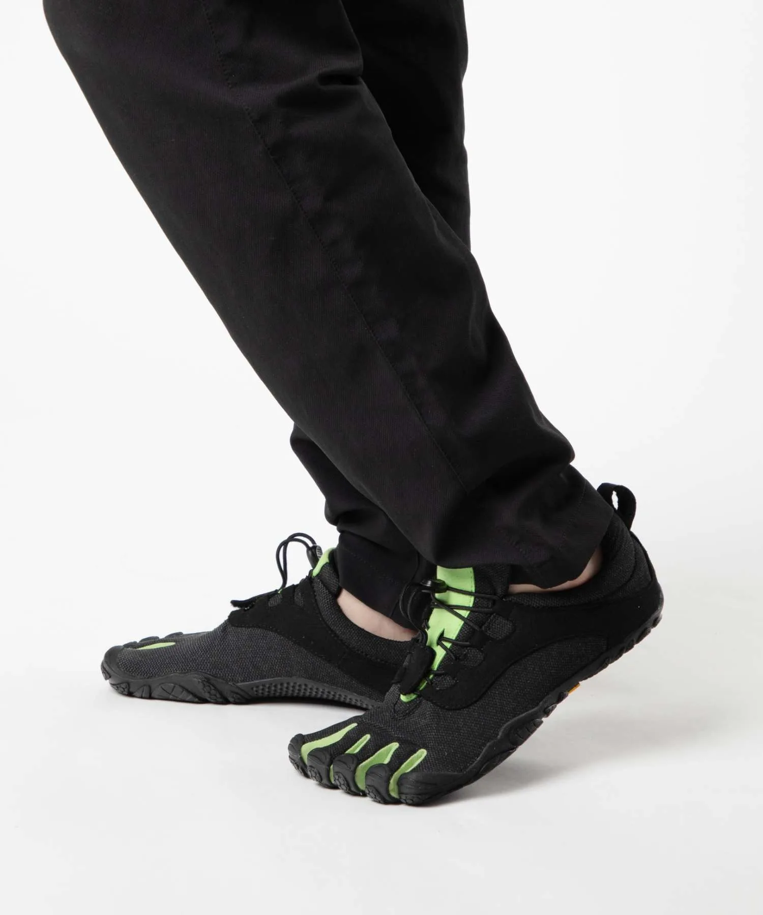 Мужские/женские кроссовки для бега V-Run RETRO VIBRAM FIVEFINGERS чёрно-зелёные — фото 3