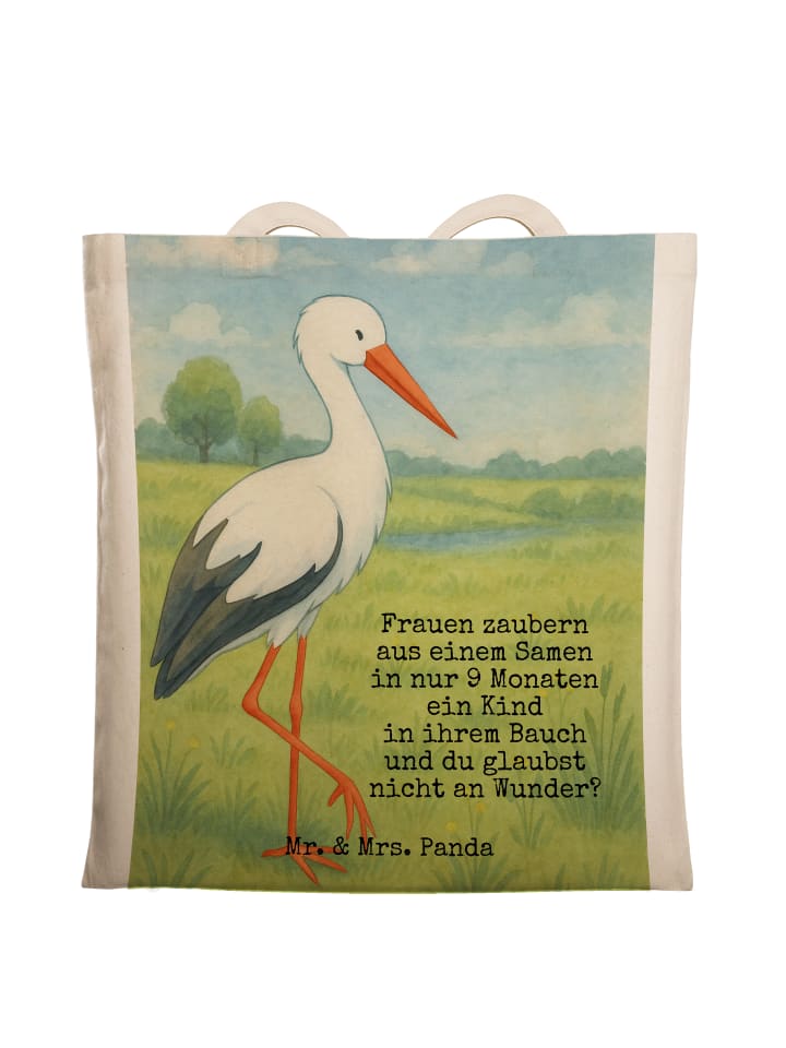 

Mr. & Mrs. Panda Сумка с изображением аиста и надписью белого цвета