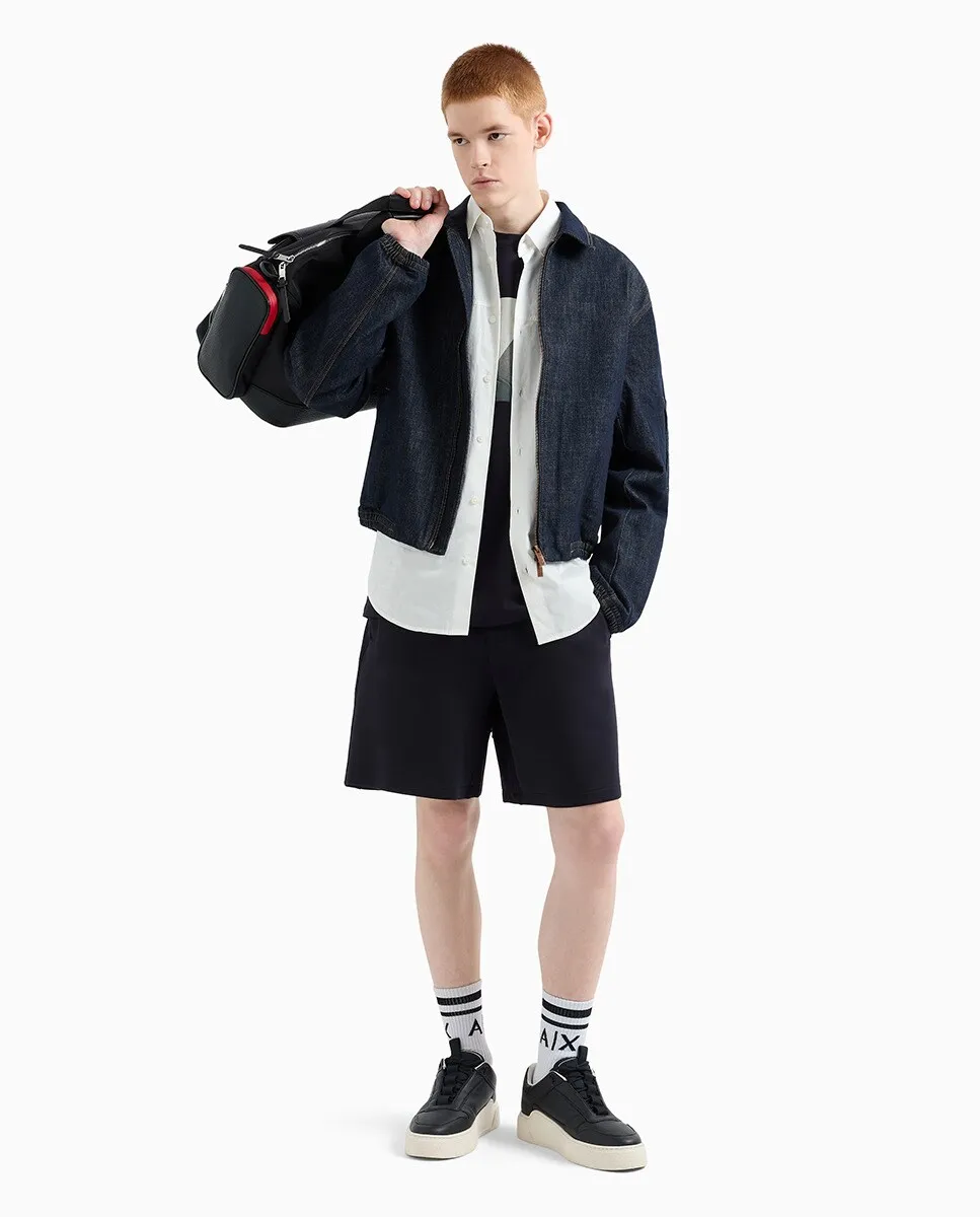 

Мужские однотонные махровые шорты-бермуды Capsule Blue Edition Armani Exchange, темно-синий