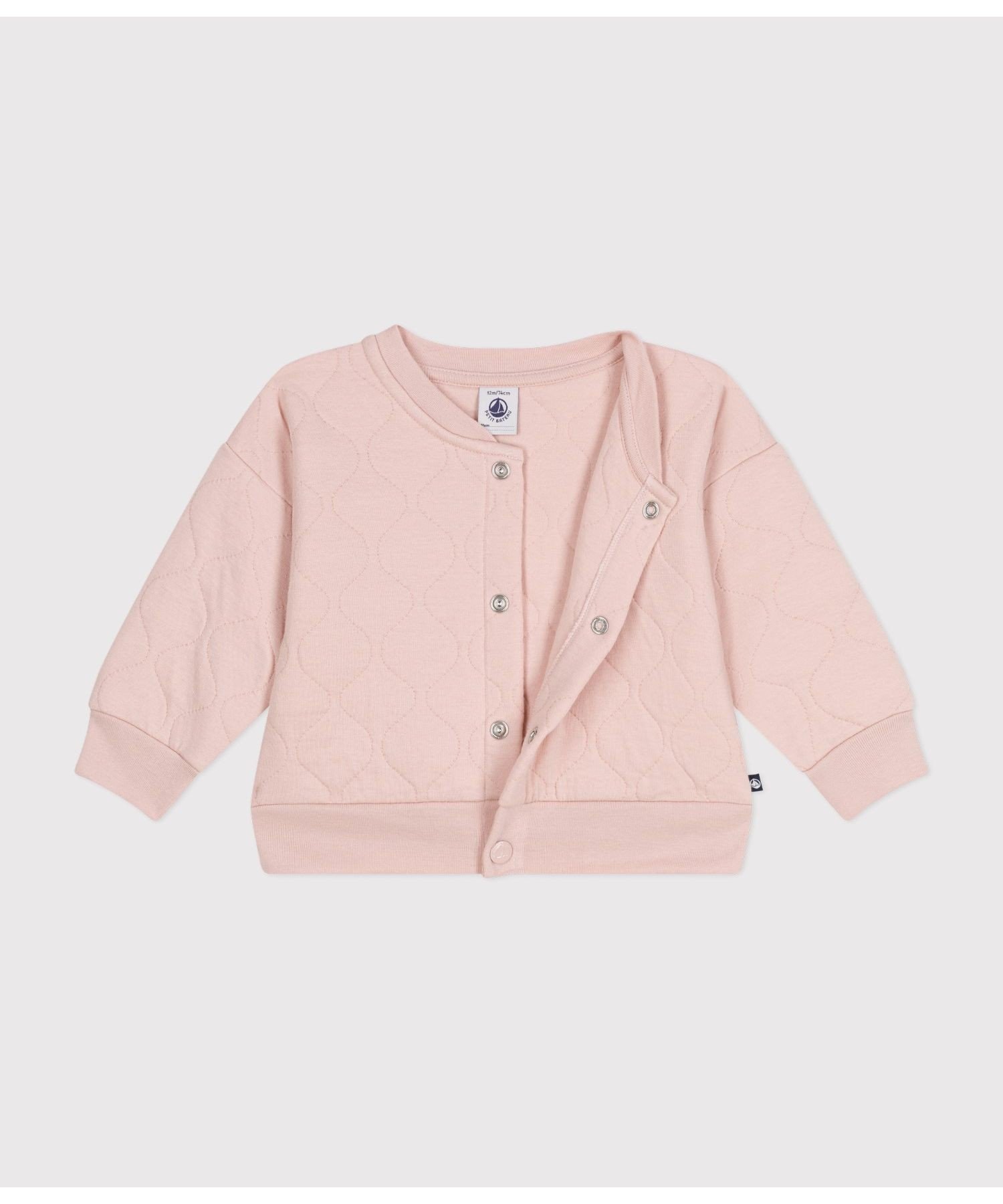 Стеганый кардиган с кубическим рисунком PETIT BATEAU, Light Pink — фото 3