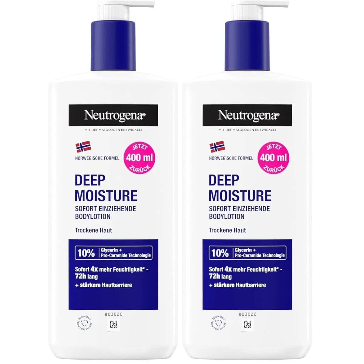 Мгновенно впитывающийся лосьон для тела «Deep Moisture» от Neutrogena, 400 мл (2 шт.) Neutrogena