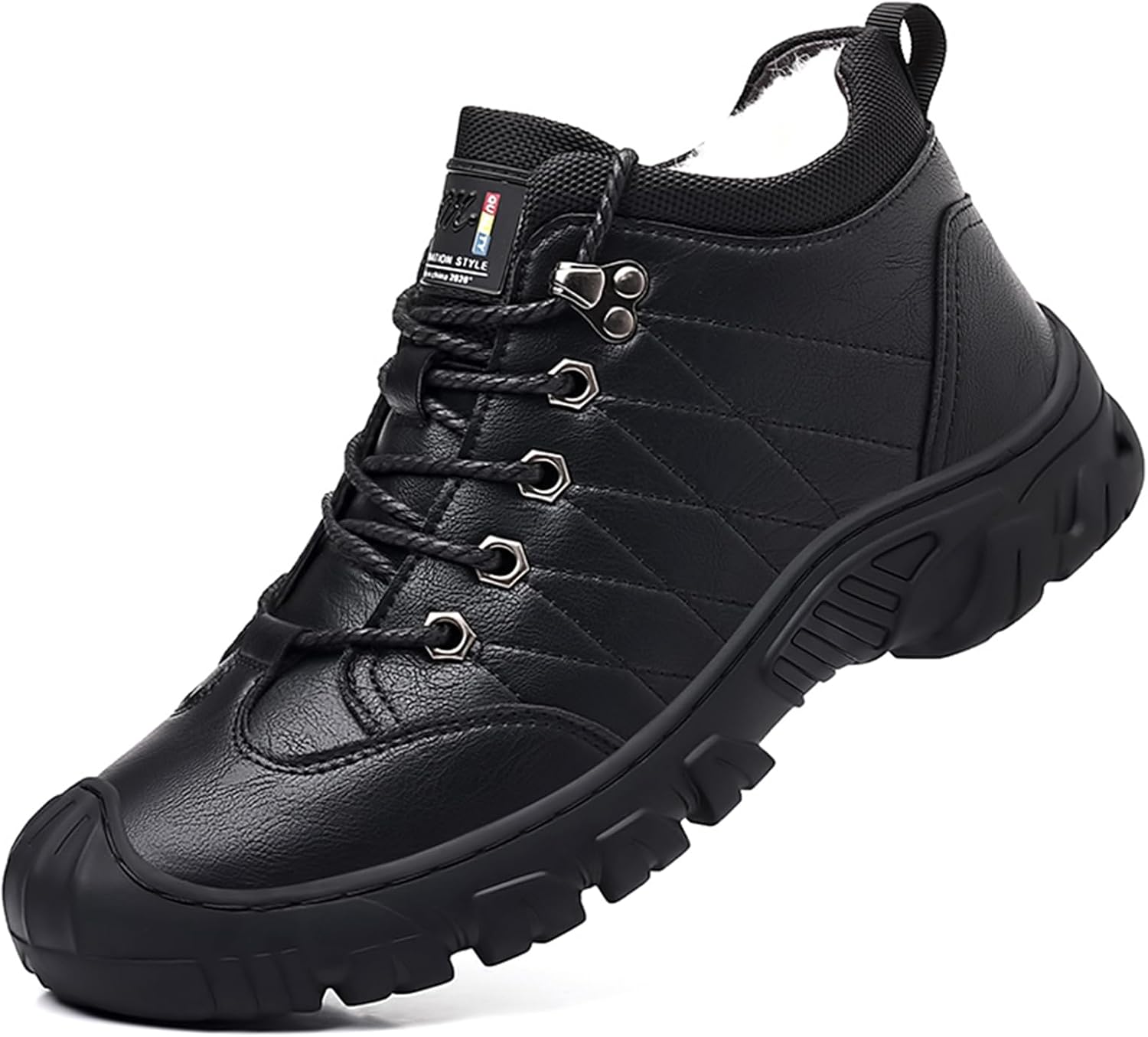 

Зимние мужские водонепроницаемые теплые снегоходные ботинки Abborora, противоскользящие для прогулок и походов, с теплой подкладкой, повседневные ботинки до щиколотки, черный