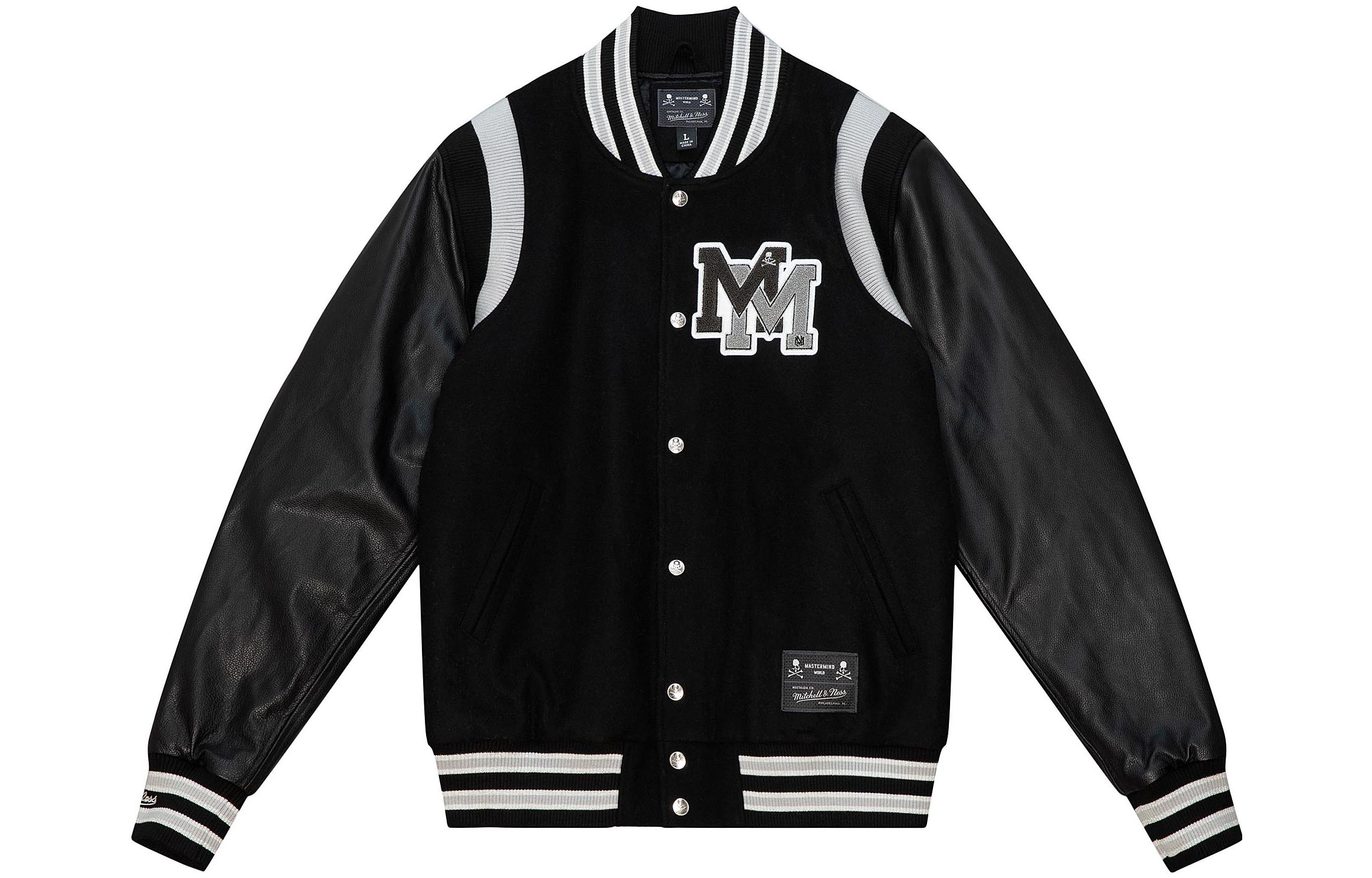 

Бейсбольная куртка Mastermind Japan X Mastermind World X Mastermind Joint Series унисекс черного цвета Mitchell Ness