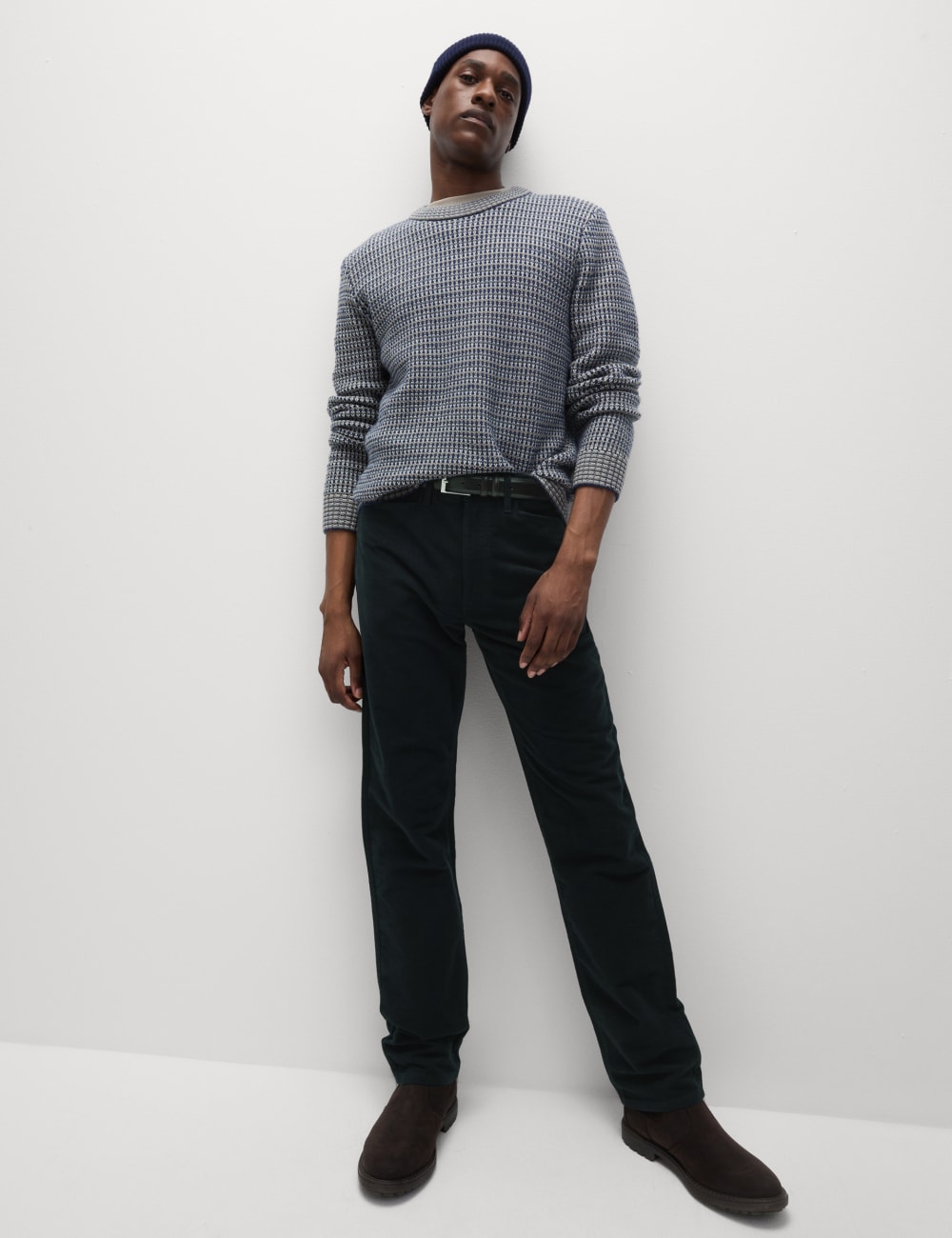 

Брюки Moleskin Italian Regular Fit с 5 карманами Marks & Spencer, темно-синий