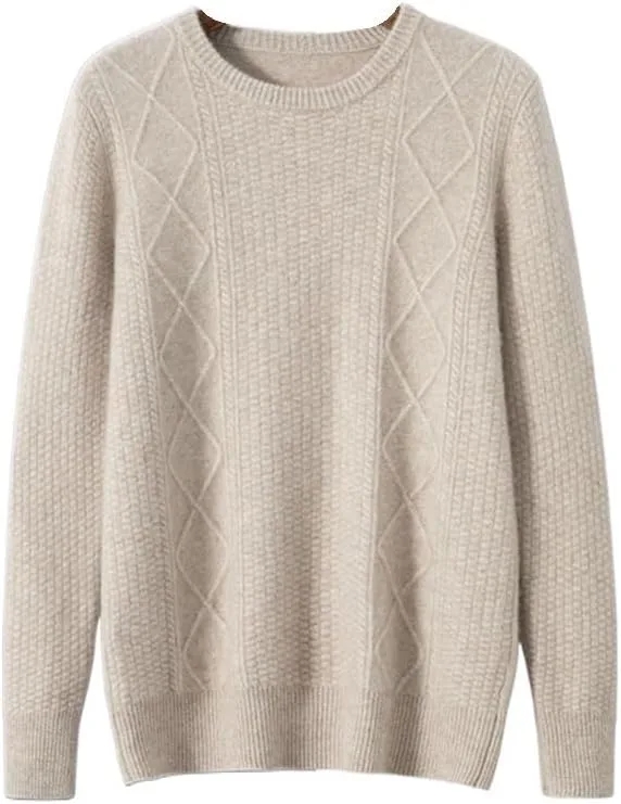 

Зимний мужской свитер из кашемира, свободный, круглый вырез DUYHBAWRS