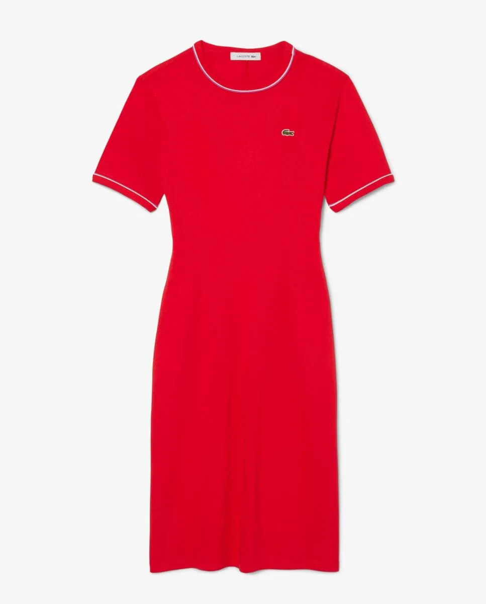 

Джерси-платье с декоративной отделкой и короткими рукавами Lacoste, красный
