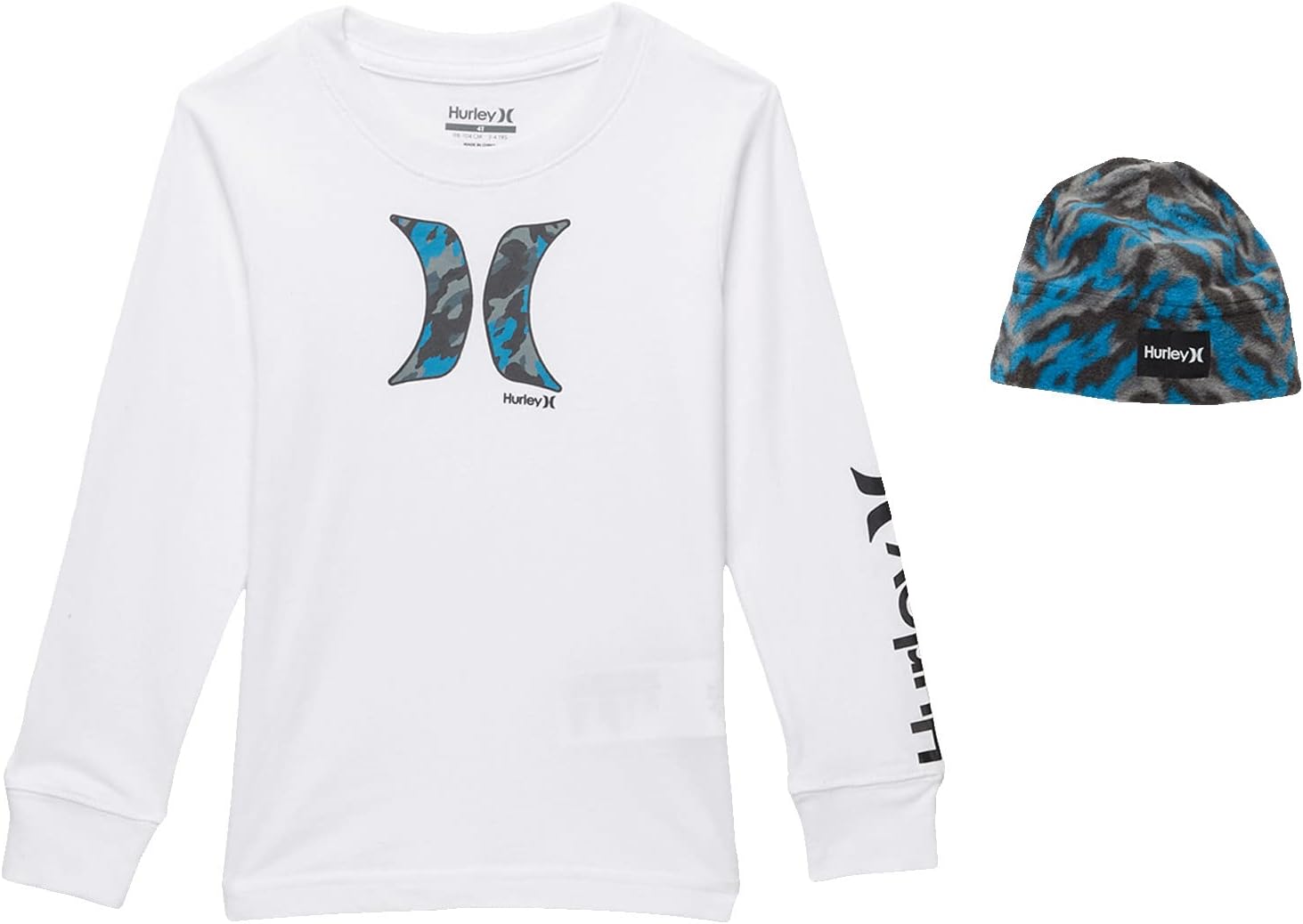 

Детский набор Hurley Icon Long Sleeve & Fleece Hat Set, белый