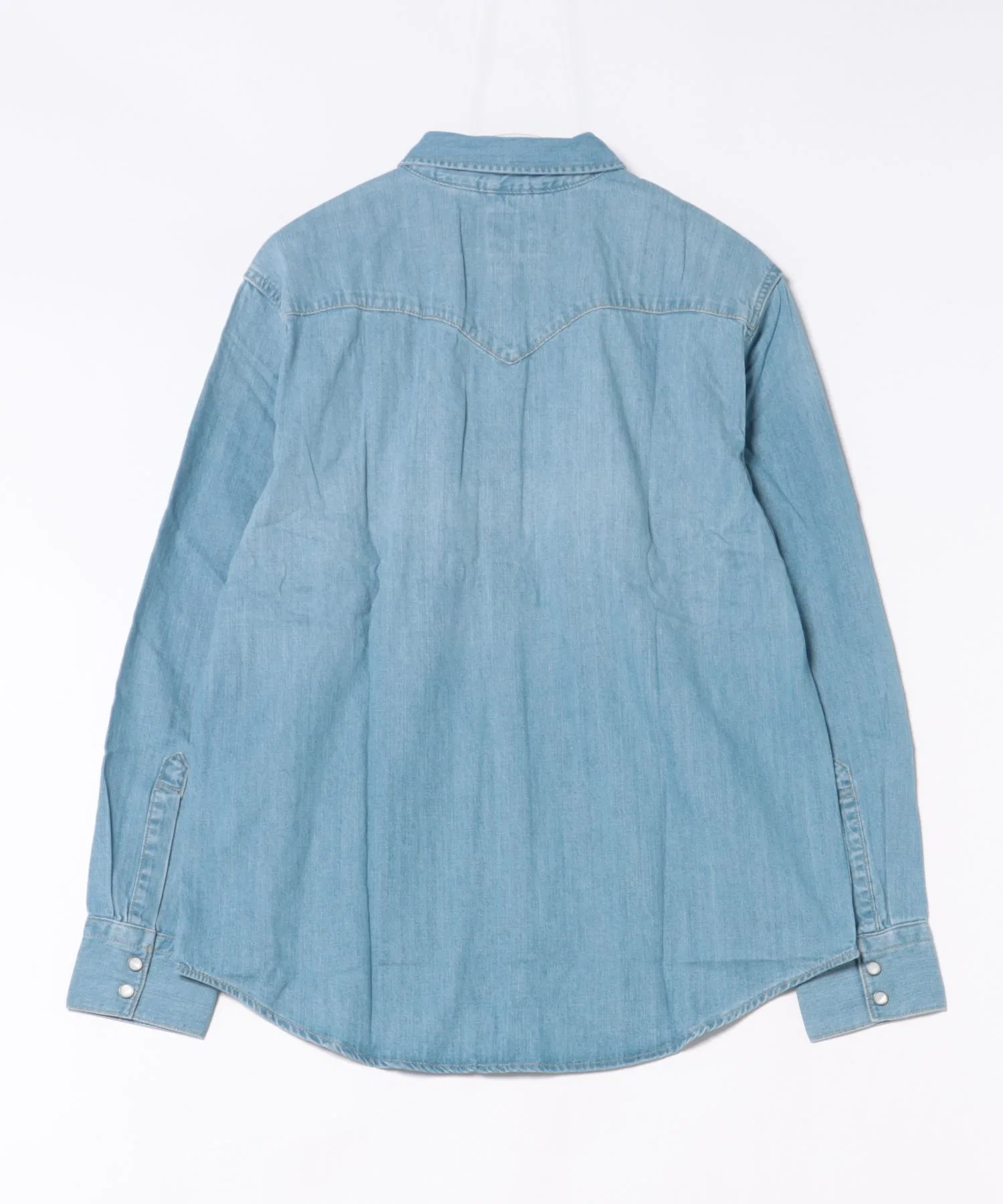 Унисекс джинсовая рубашка Levi's с длинным рукавом и накладными карманами тёмно-синяя — фото 3