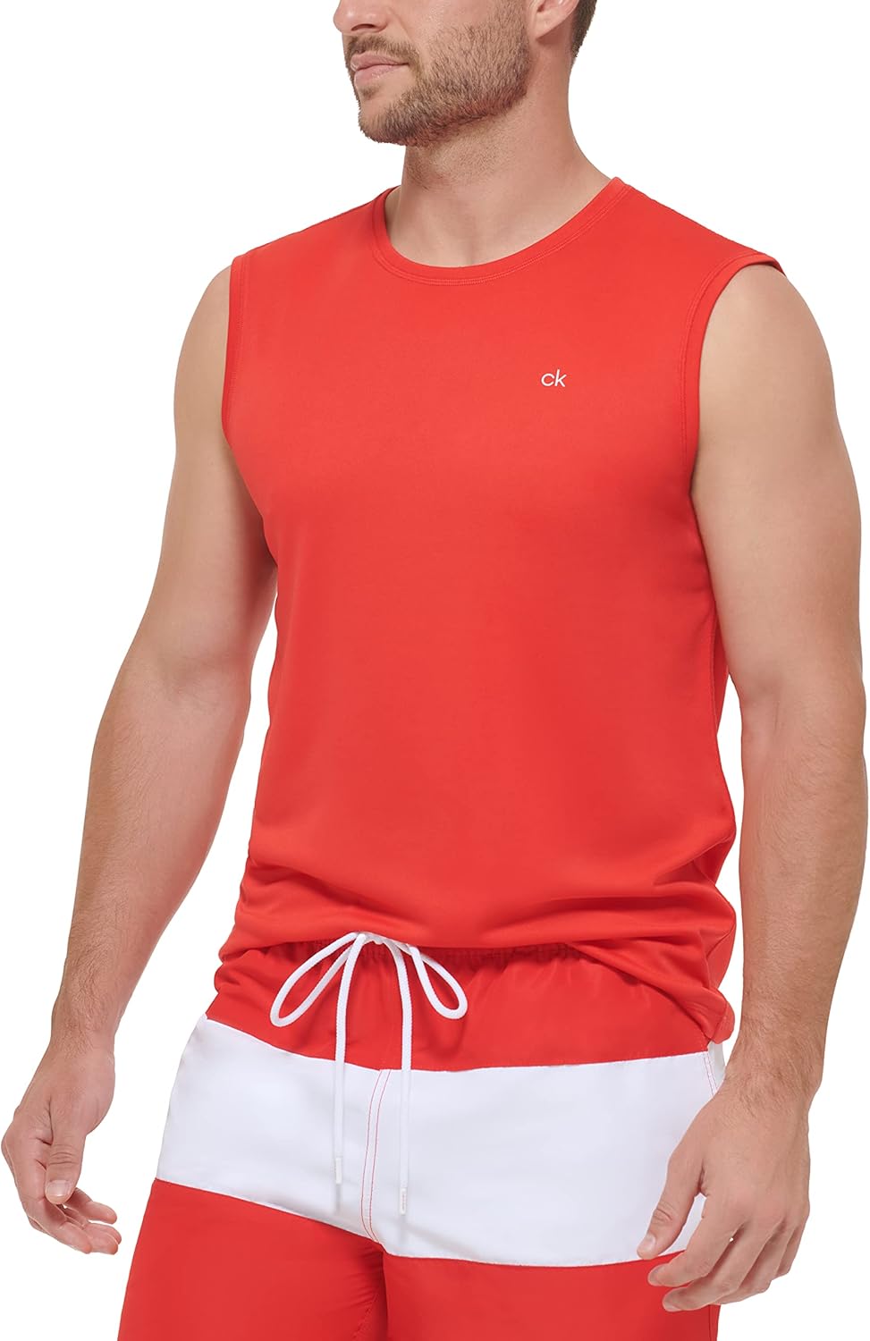 Мужская стандартная быстросохнущая рубашка без рукавов Calvin Klein UPF 40+, Red — фото 2