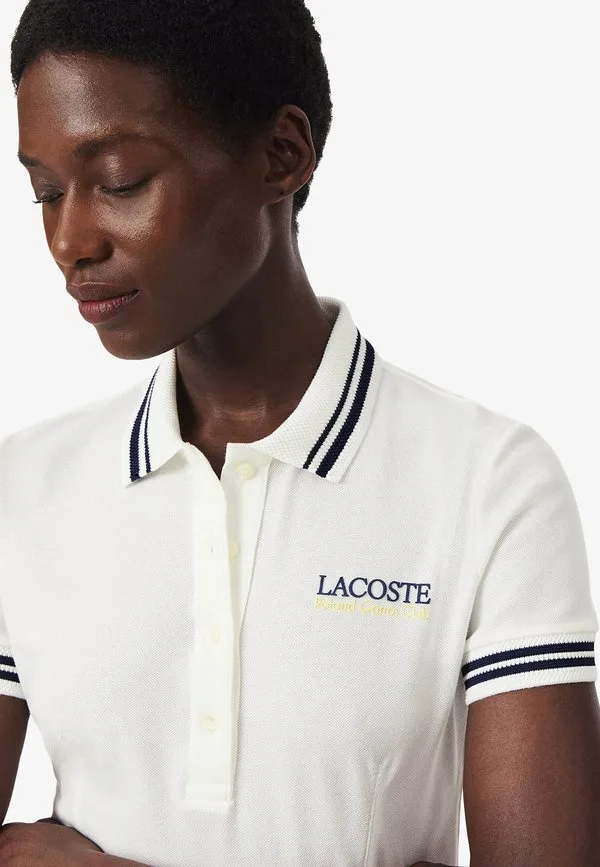 Рубашка поло Lacoste Blanc-V, приталенный крой, белый — фото 4