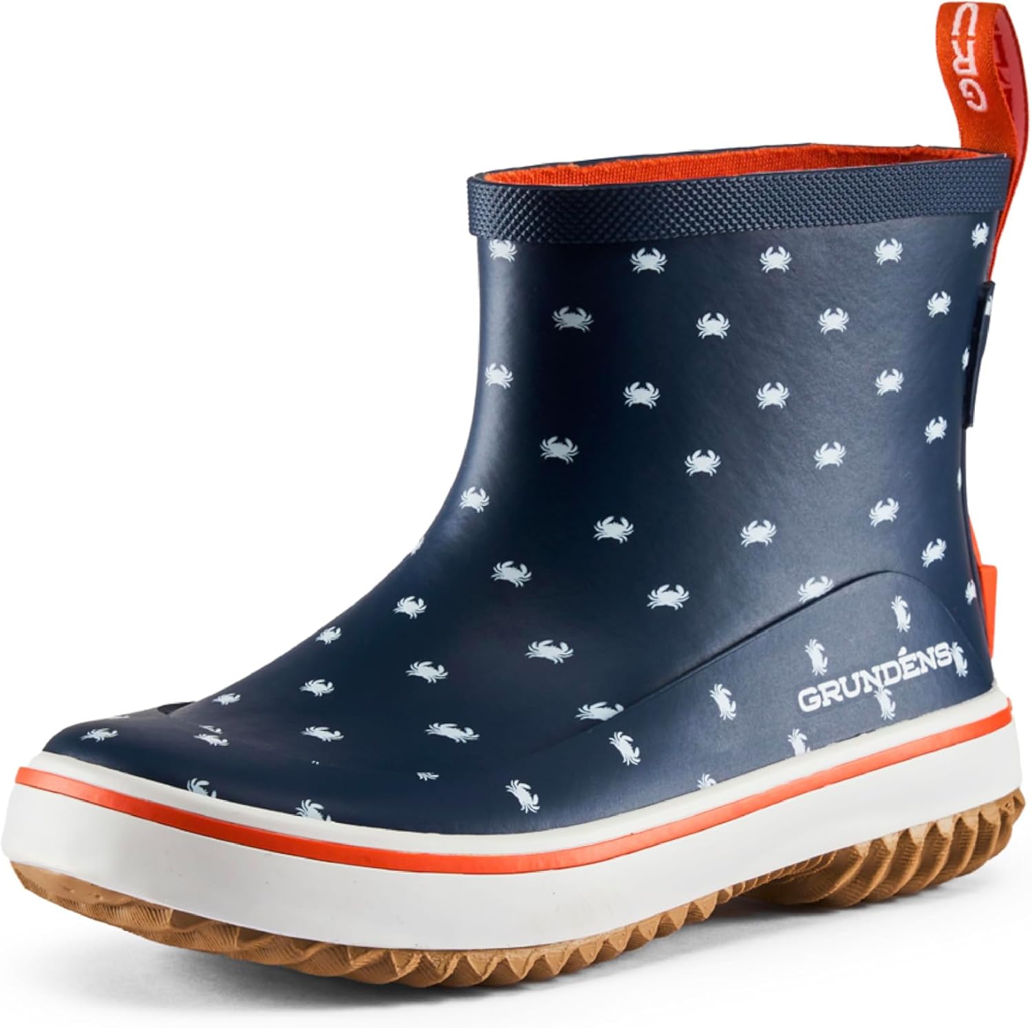 

Резиновые сапоги Grundéns Kid's Guppy для детей - легкие водонепроницаемые сапоги для детей и малышей, с удобной петлей для надевания, дождевые сапоги для девочек и мальчиков, Navy Crab Print