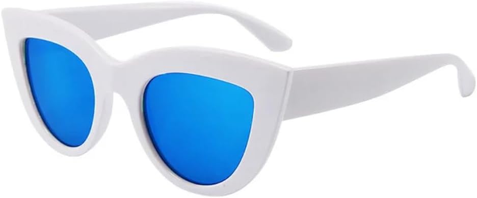 

Ретро-солнцезащитные очки «кошачий глаз» для женщин, защита от УФ-излучения UV400, металлическая петля, модные линзы с градиентным зеркальным покрытием UUPTTPL, White Blue