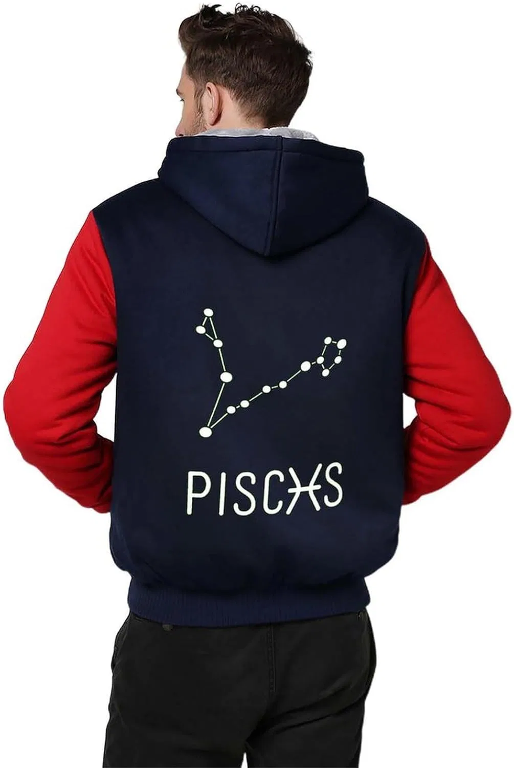 Толстовка с капюшоном Pisces Constellation на молнии, флисовая, красный — фото 2