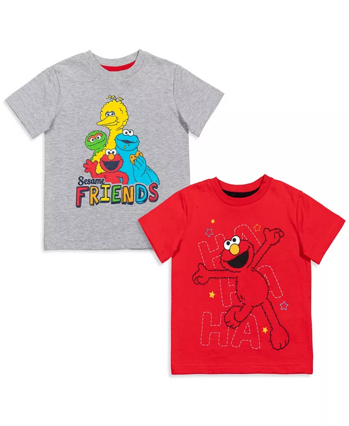 

Детский набор для мальчиков: 2 футболки Elmo's Book of Friends и книжка-игрушка Sesame Street, серый