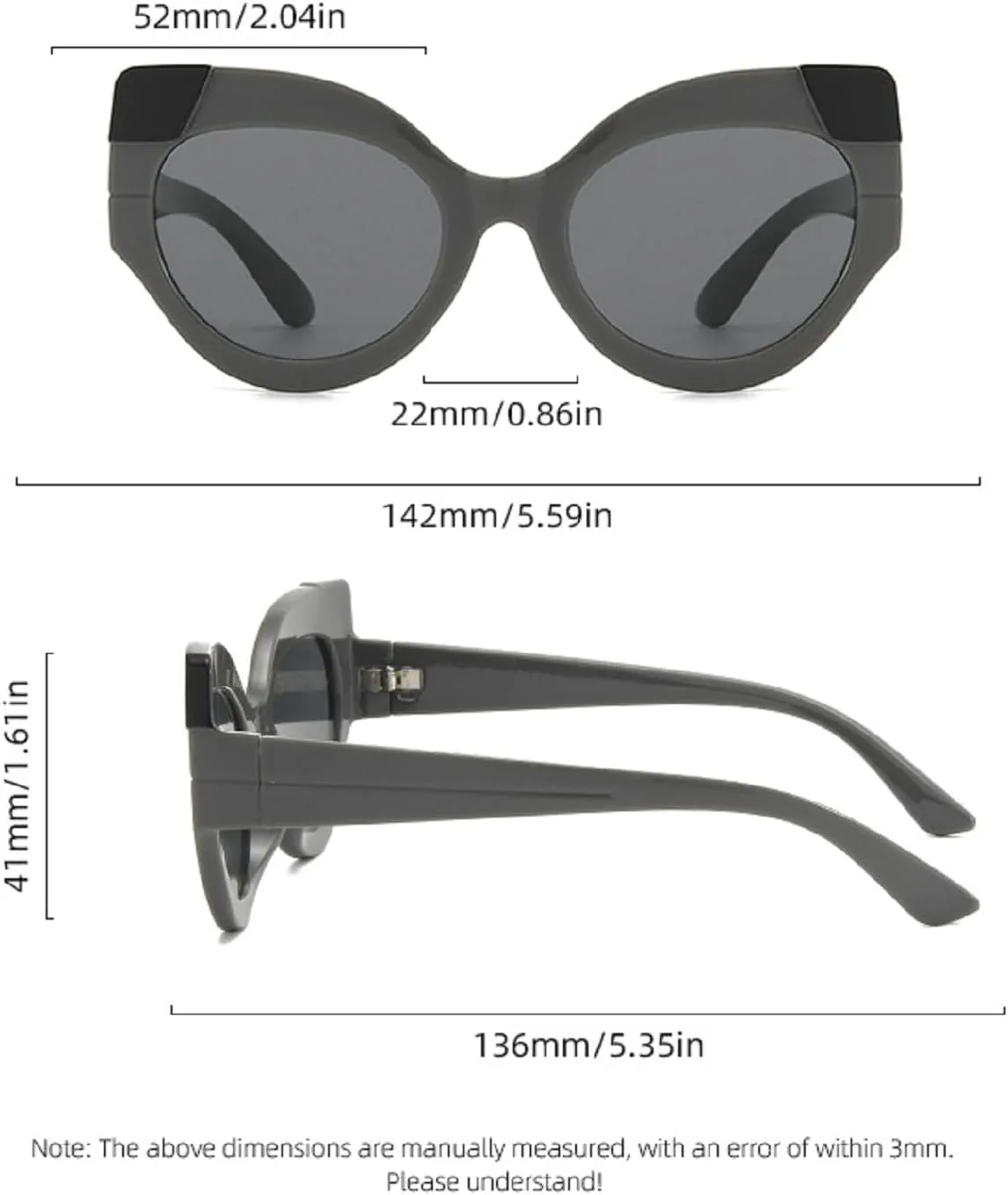 

Большие солнцезащитные очки «кошачий глаз» для женщин, милая овальная оправа с толстой линзой, модные солнцезащитные очки в стиле ретро mincl, 2pcs-pink&green