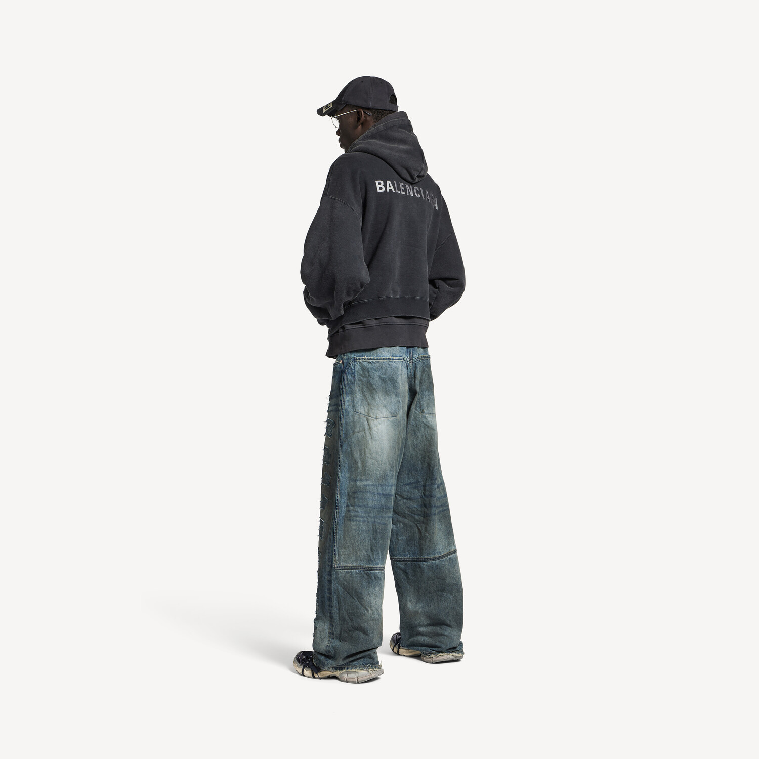 Толстовка Balenciaga Layered Zip-up, выцветший черный — фото 4