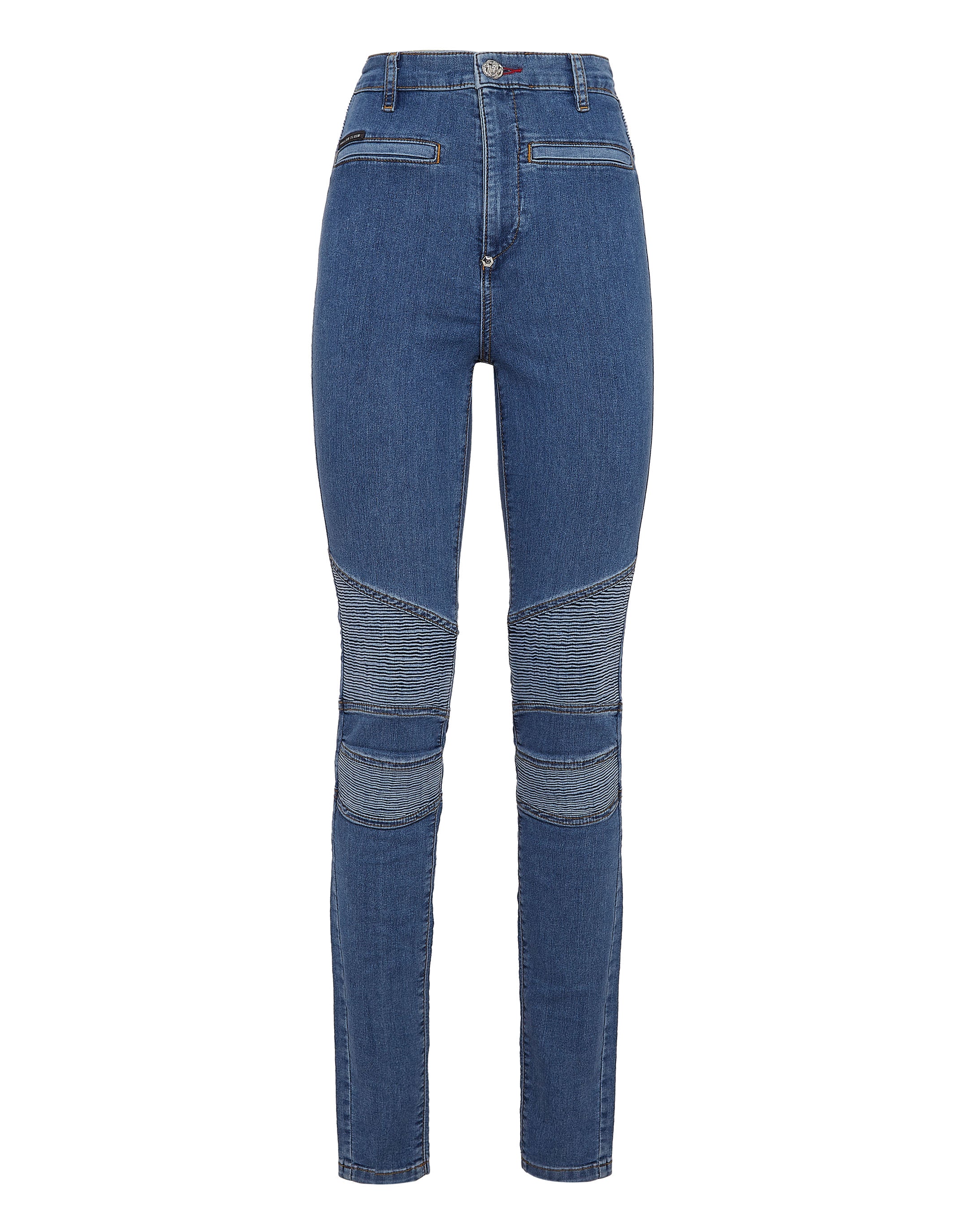 

Джинсовые байкерские брюки с высокой талией Iconic Plein PHILIPP PLEIN, цвет quiet medium