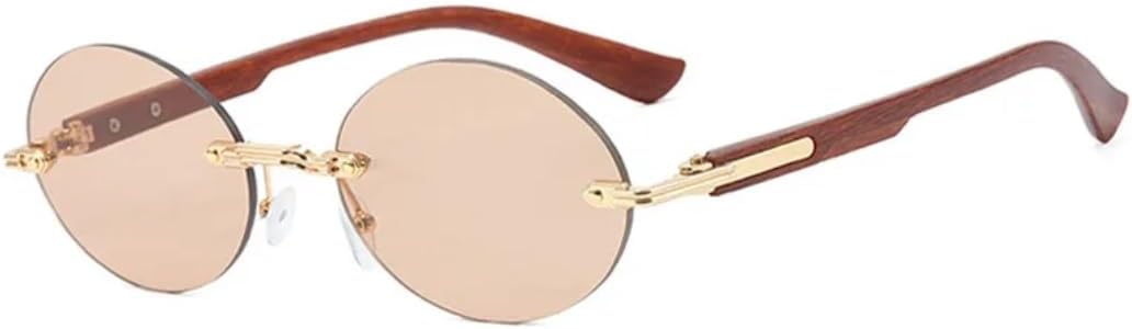 

Стильные ретро-солнцезащитные очки без оправы с защитой от УФ-излучения, металлические, для мужчин и женщин, для путешествий и активного отдыха TVTBBVV, Gold-lightbrown