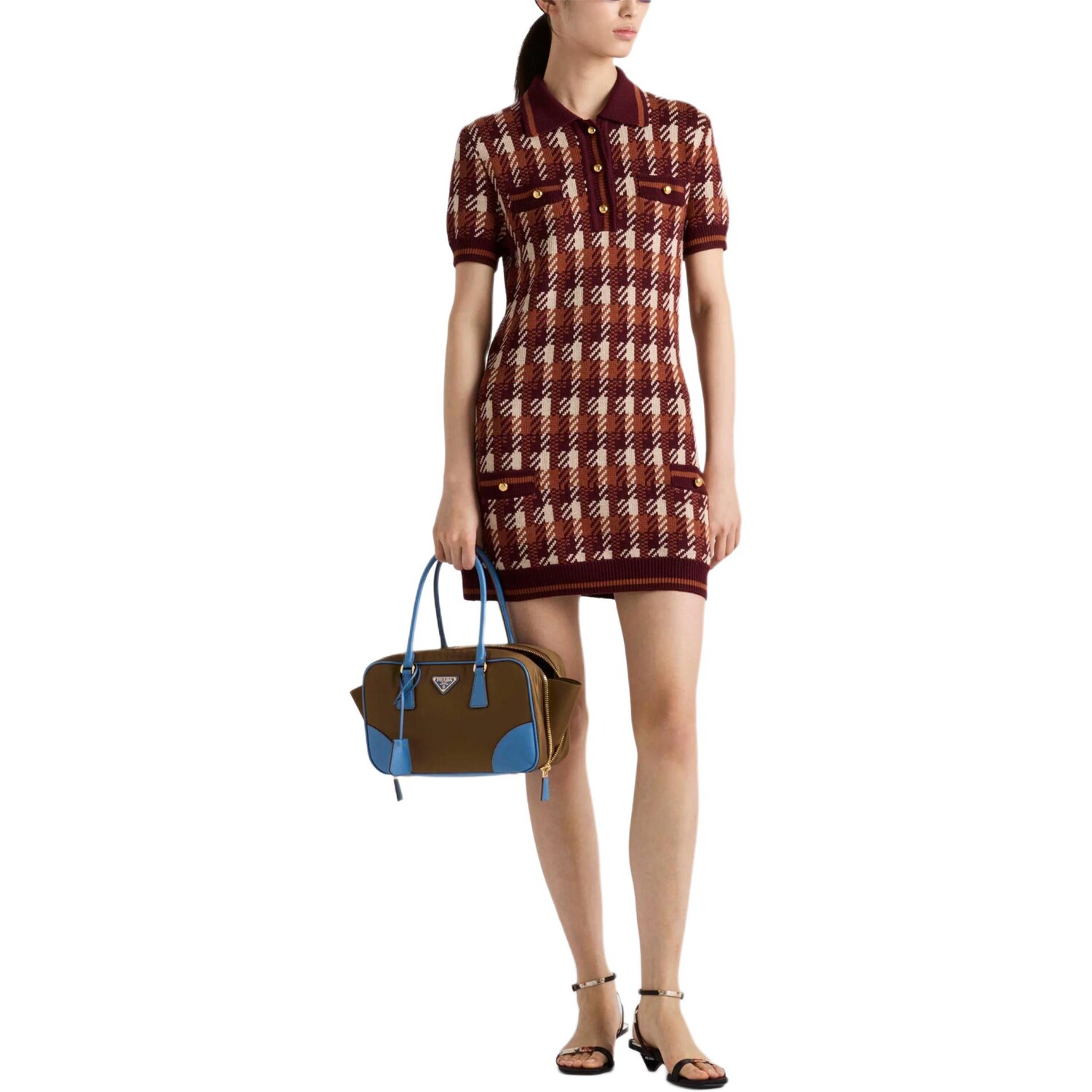 Платье с короткими рукавами женское красное Prada — фото 2