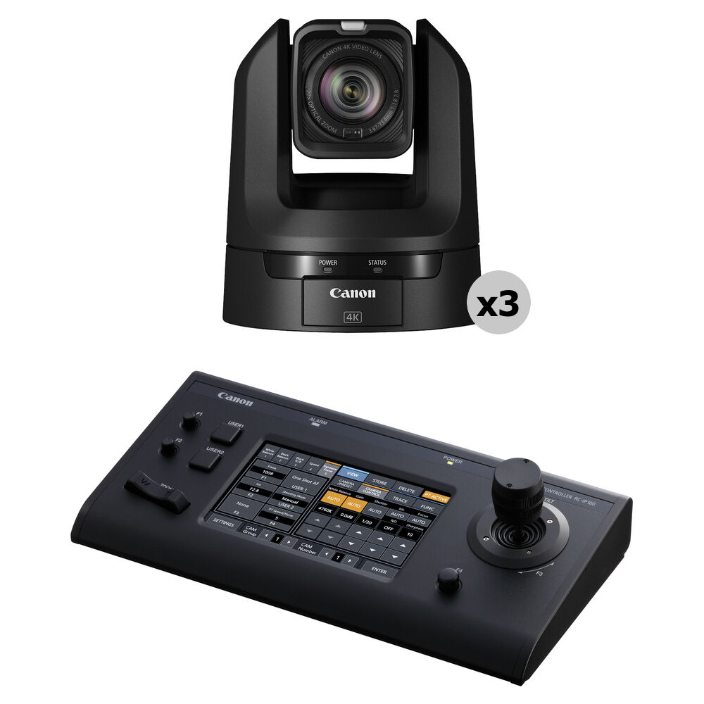 

Три PTZ-камеры Canon CR-N100 с комплектом контроллера IP RC-IP100 (матово-черный)