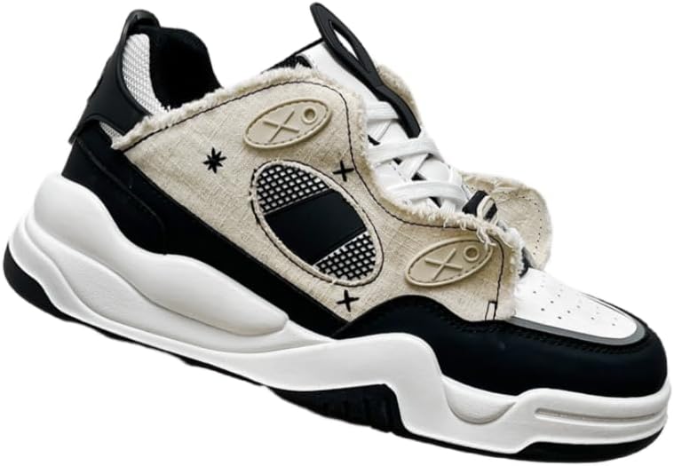 

Мужские спортивные кроссовки низкие с толстой подошвой и регулируемыми шнурками, Удобная стелька из ЭВА, Верх из синтетических материалов Hoalox, белый/черный